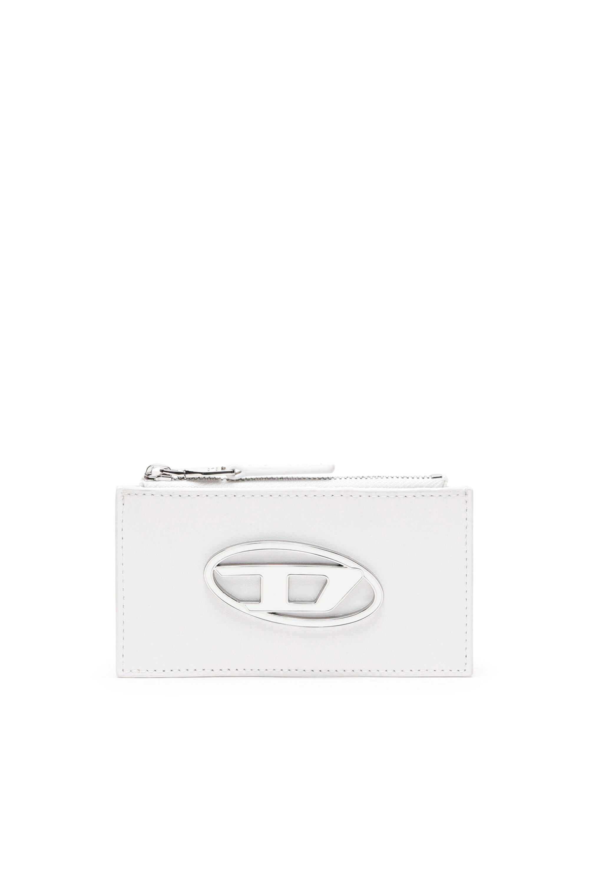 Diesel - PAOULINA, Woman Leather card case with logo plaque in White - Image 1