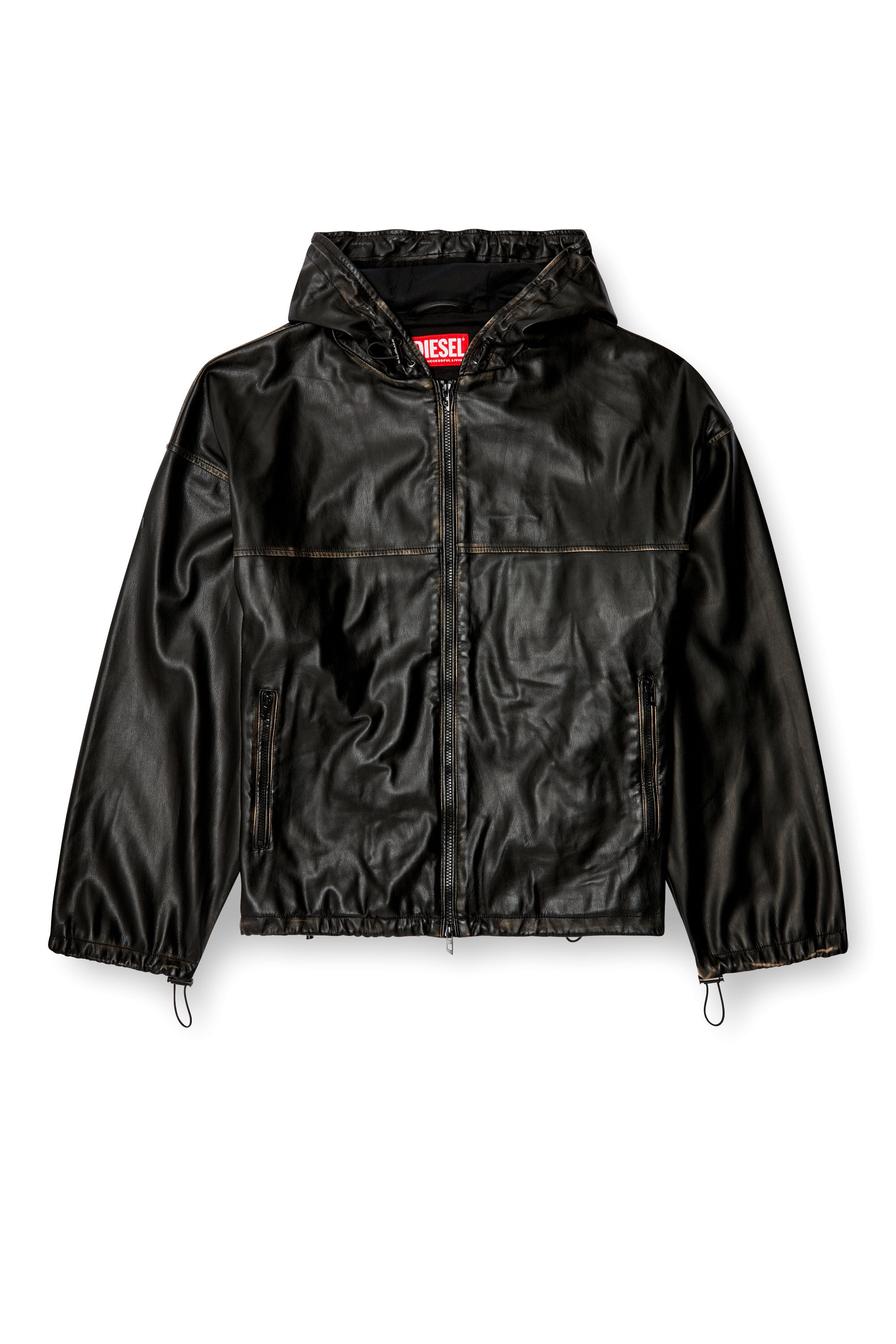 Diesel - J-ANTIL, Unisex's Distressed hooded jacket in Black - 2