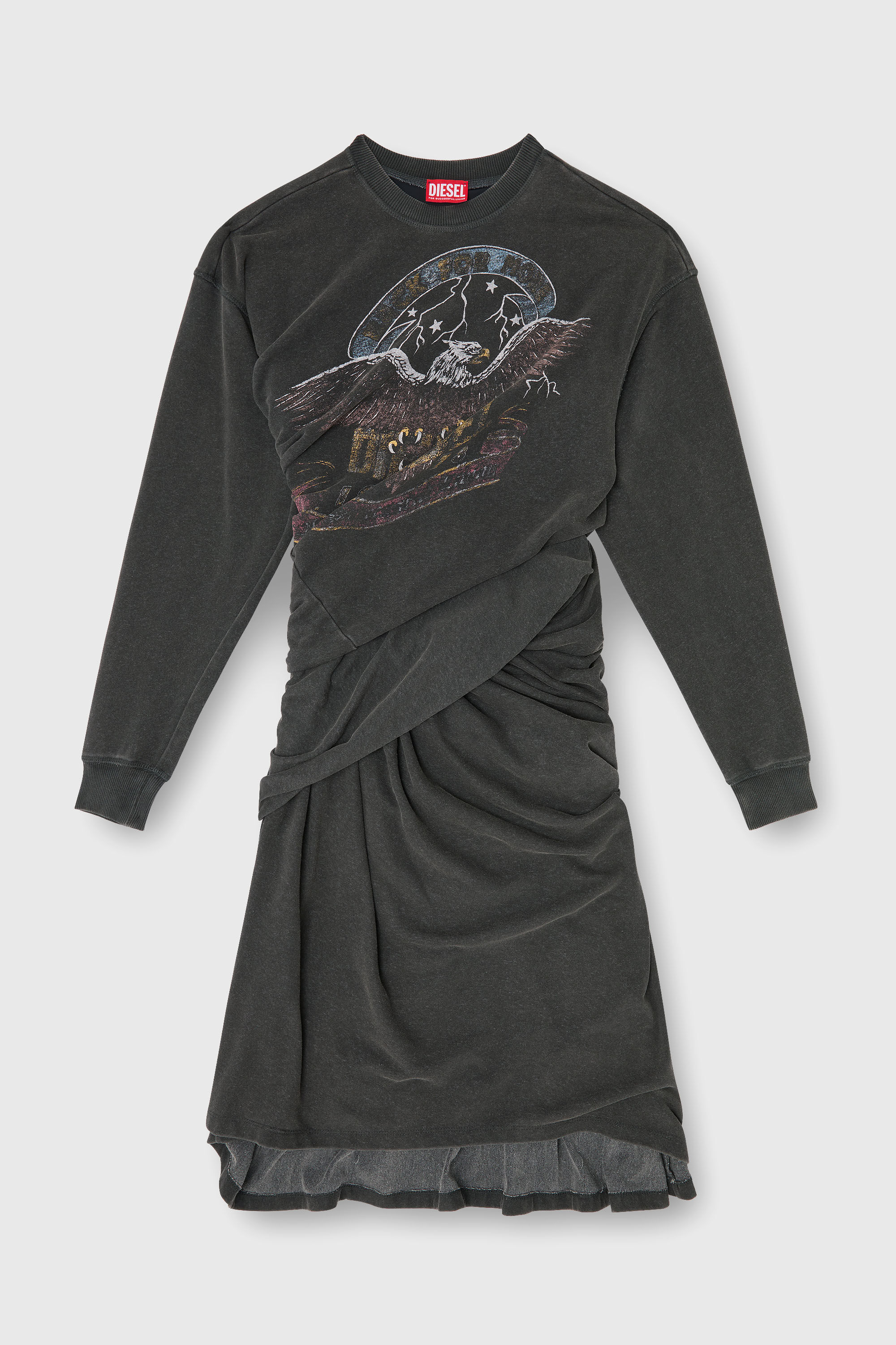 Diesel - D-NENCY, Woman's Sweatshirt dress with concert graphics in Black - 2