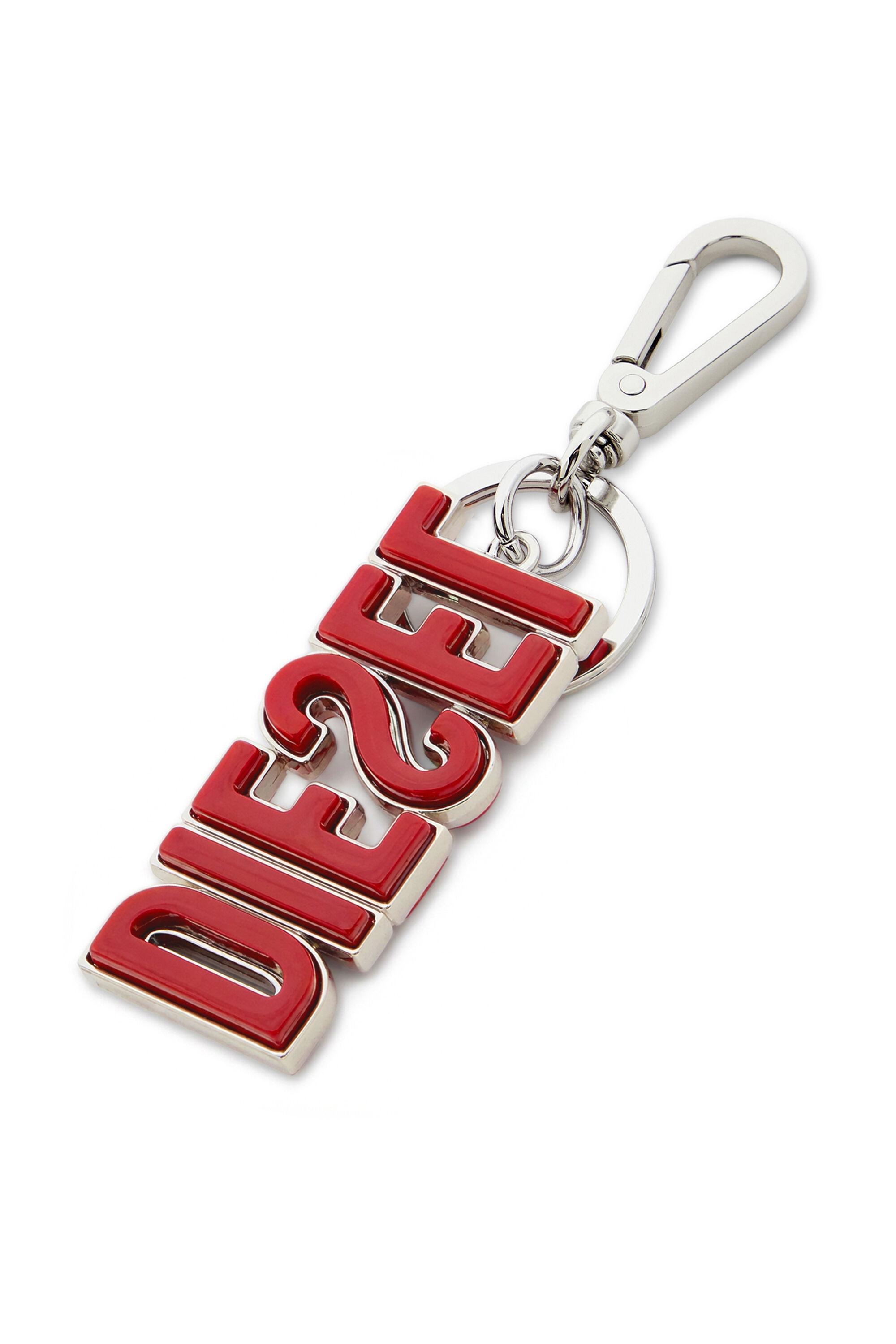 Diesel - DSL 3D KEY RING, Man's Metal and resin DIESEL keyring in Black/Red - 3