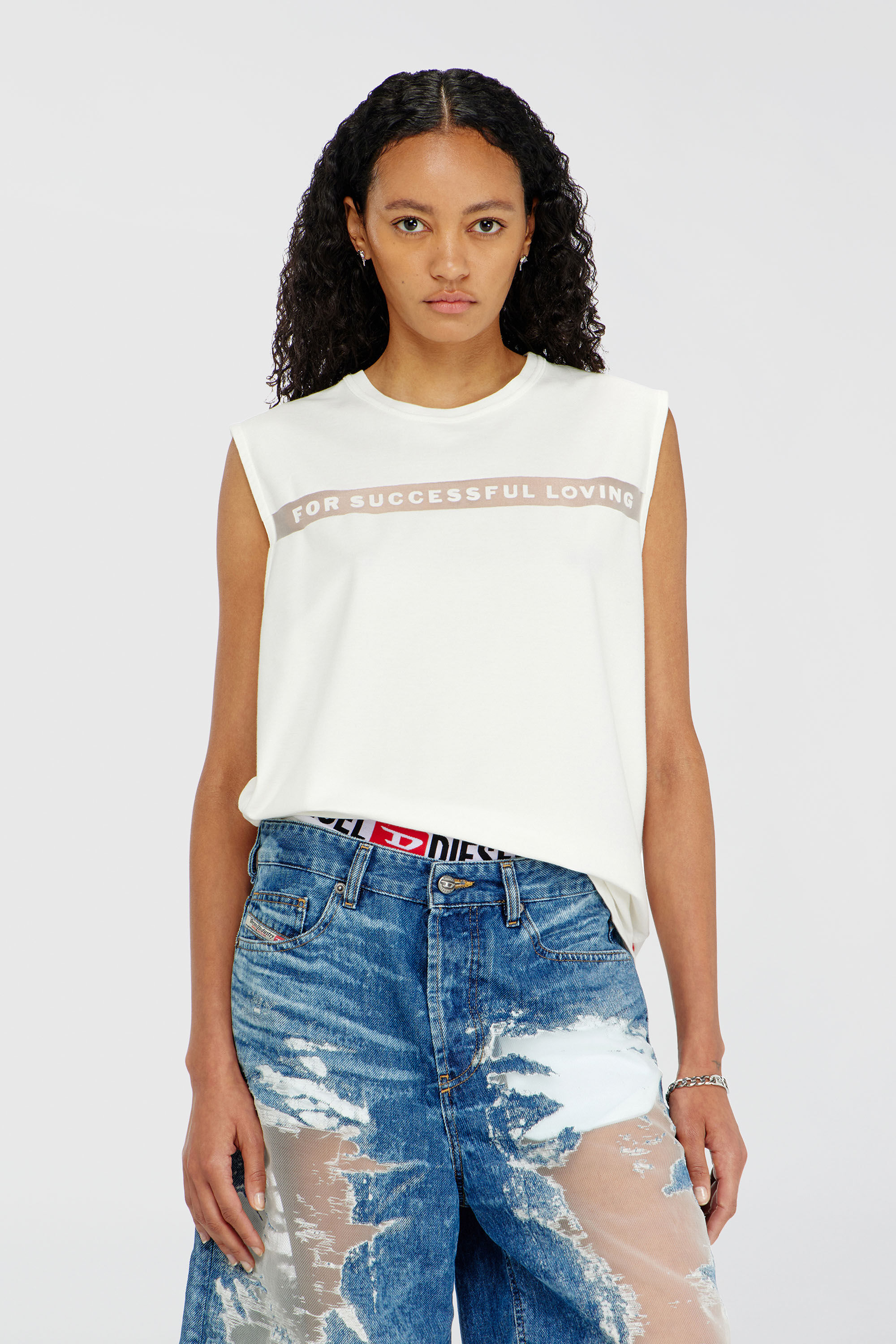 Diesel - PR-T-NORM-BISC-MATI-R, Unisex's Tank top with For Successful Loving logo in White - 5