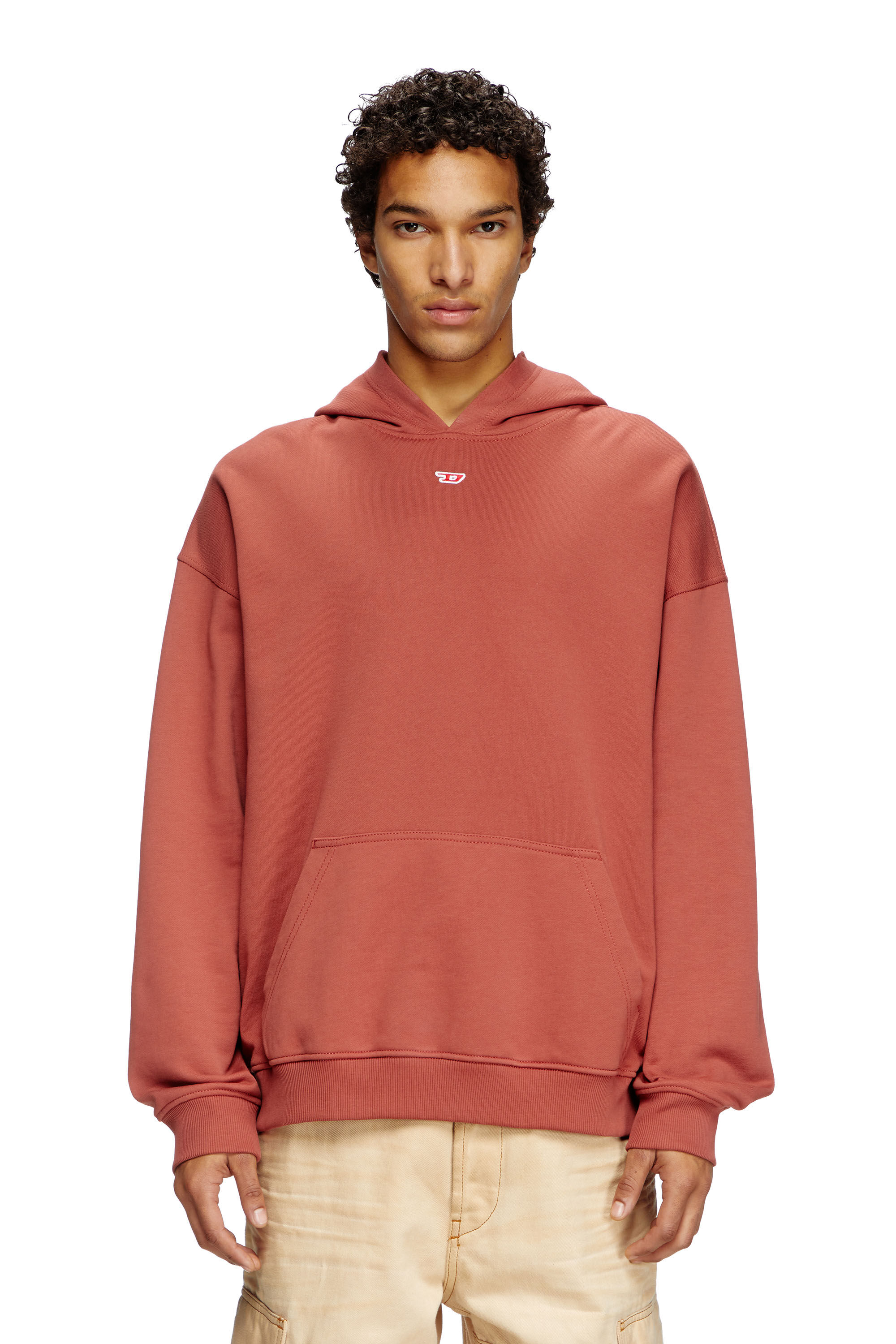 Diesel - S-BOXT-HOOD-D, Man's Hoodie with D logo patch in Red - 3