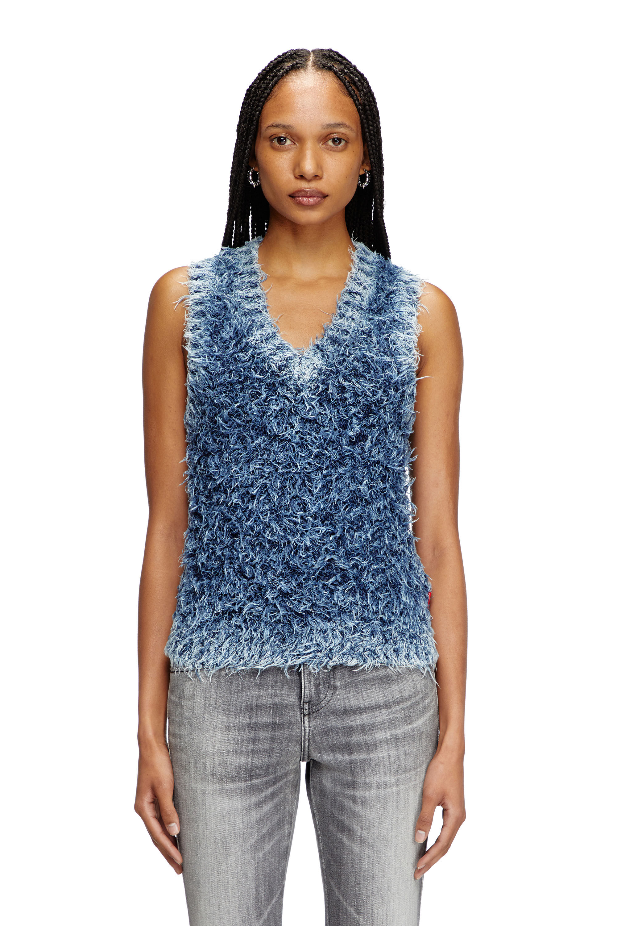 Diesel - M-DELIN, Woman's Textured-knit vest in Blue - 3