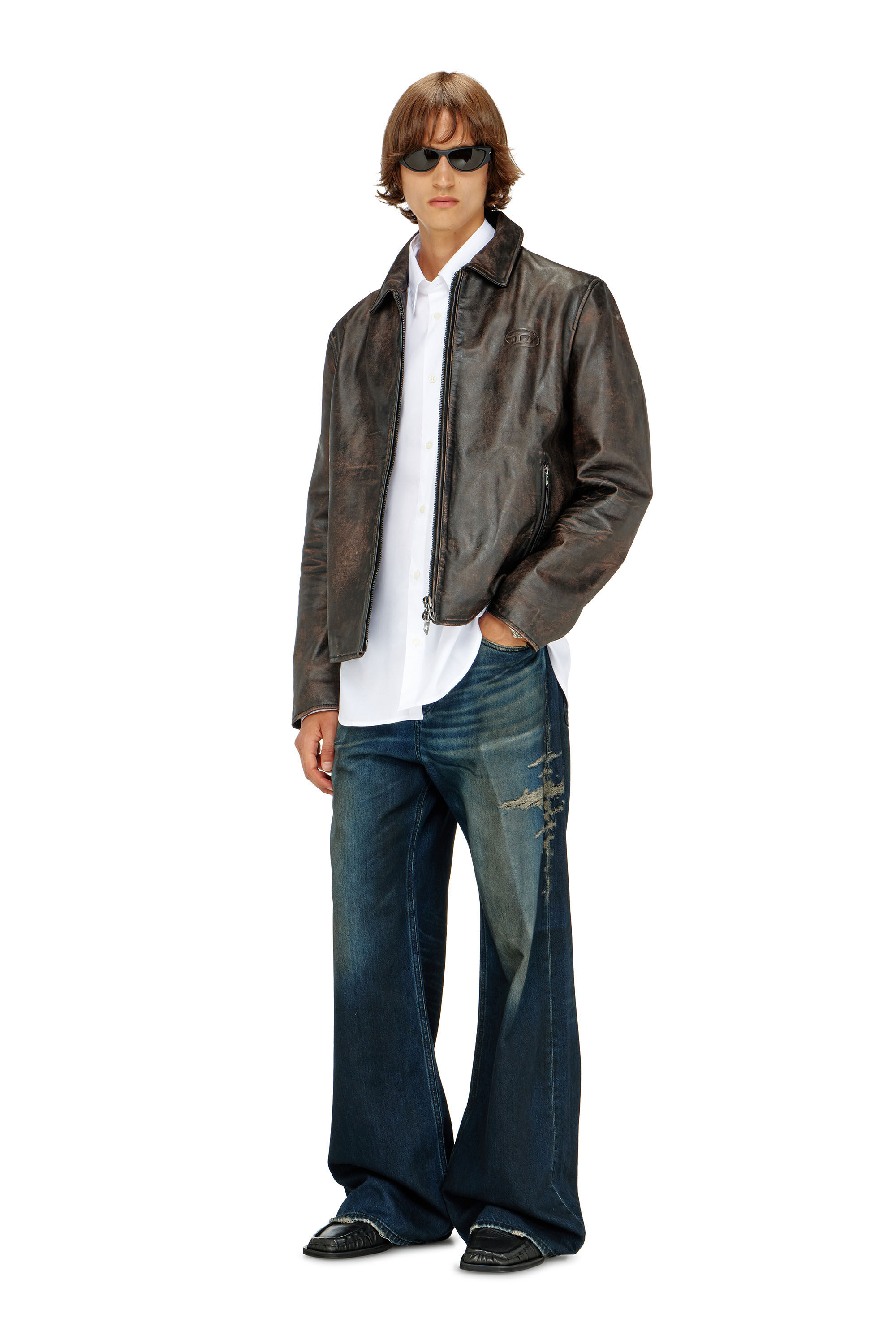 Diesel - S-SIMPLY-GSBH, Man's Stretch poplin shirt with embroidery in White - 1