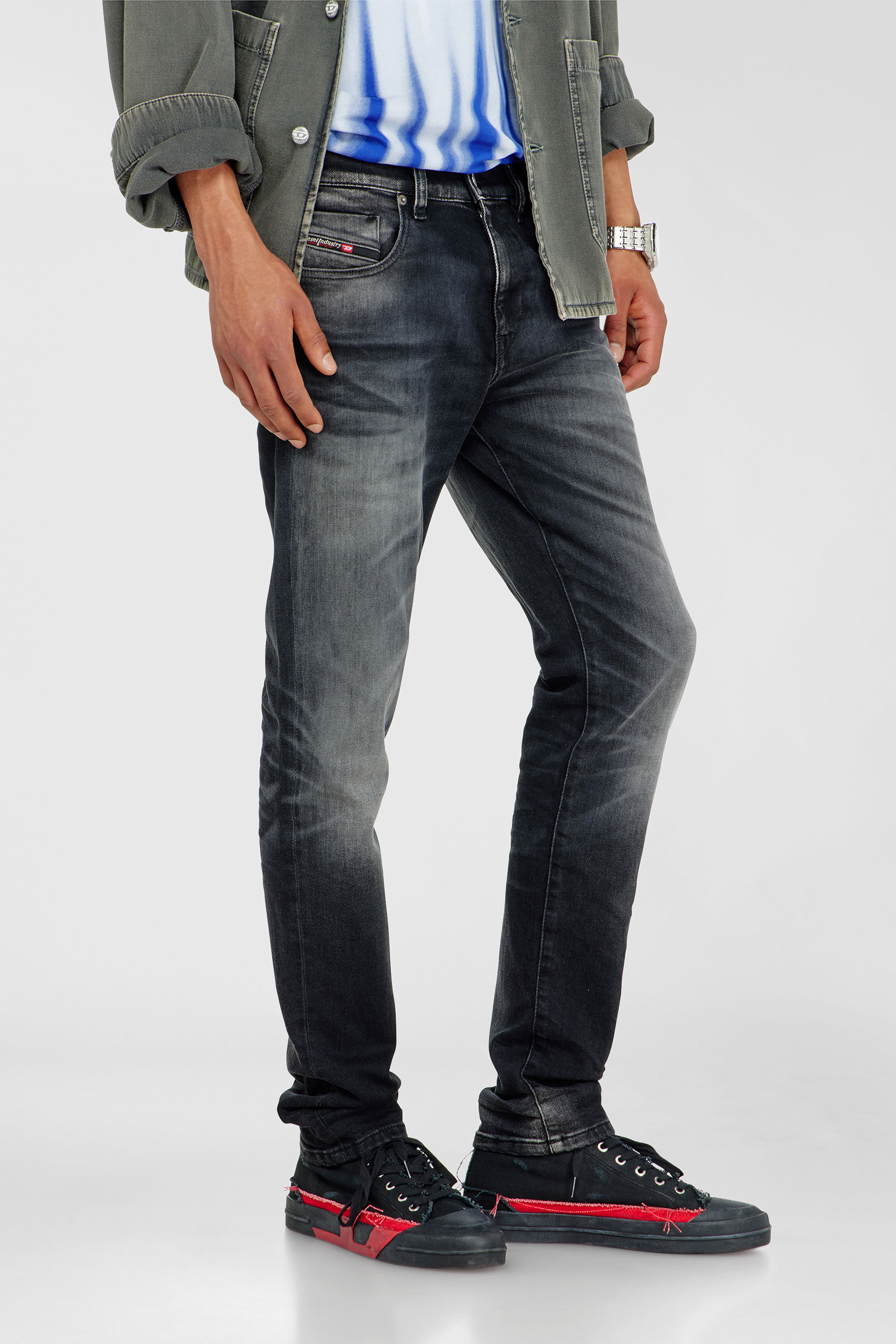 Diesel - Man's Slim Jeans 2019 D-Strukt 09P38, Black/Dark grey - 7