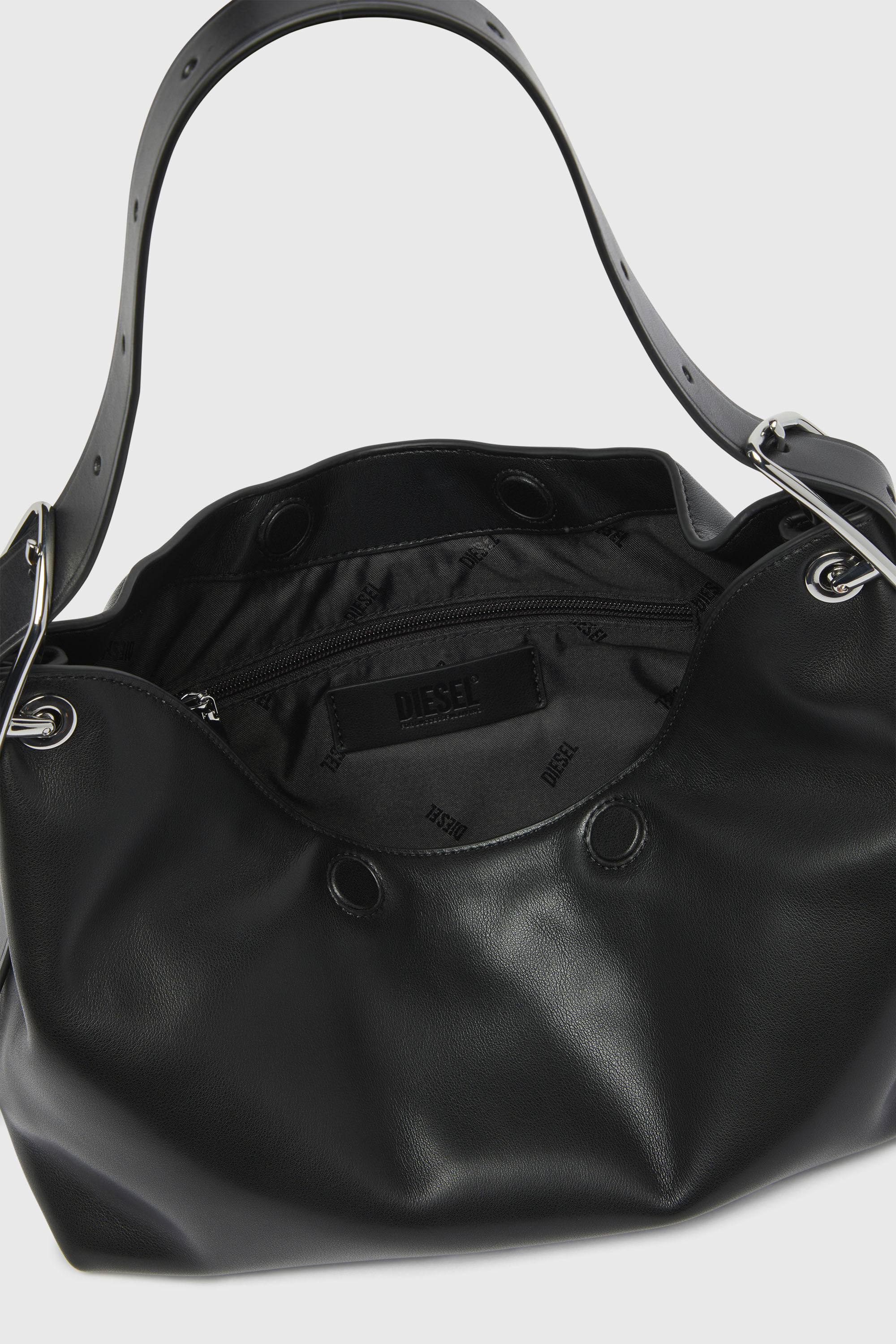 Diesel - D-LINE HOBO S, Woman's D-Line-Leather shoulder bag in Black - 6