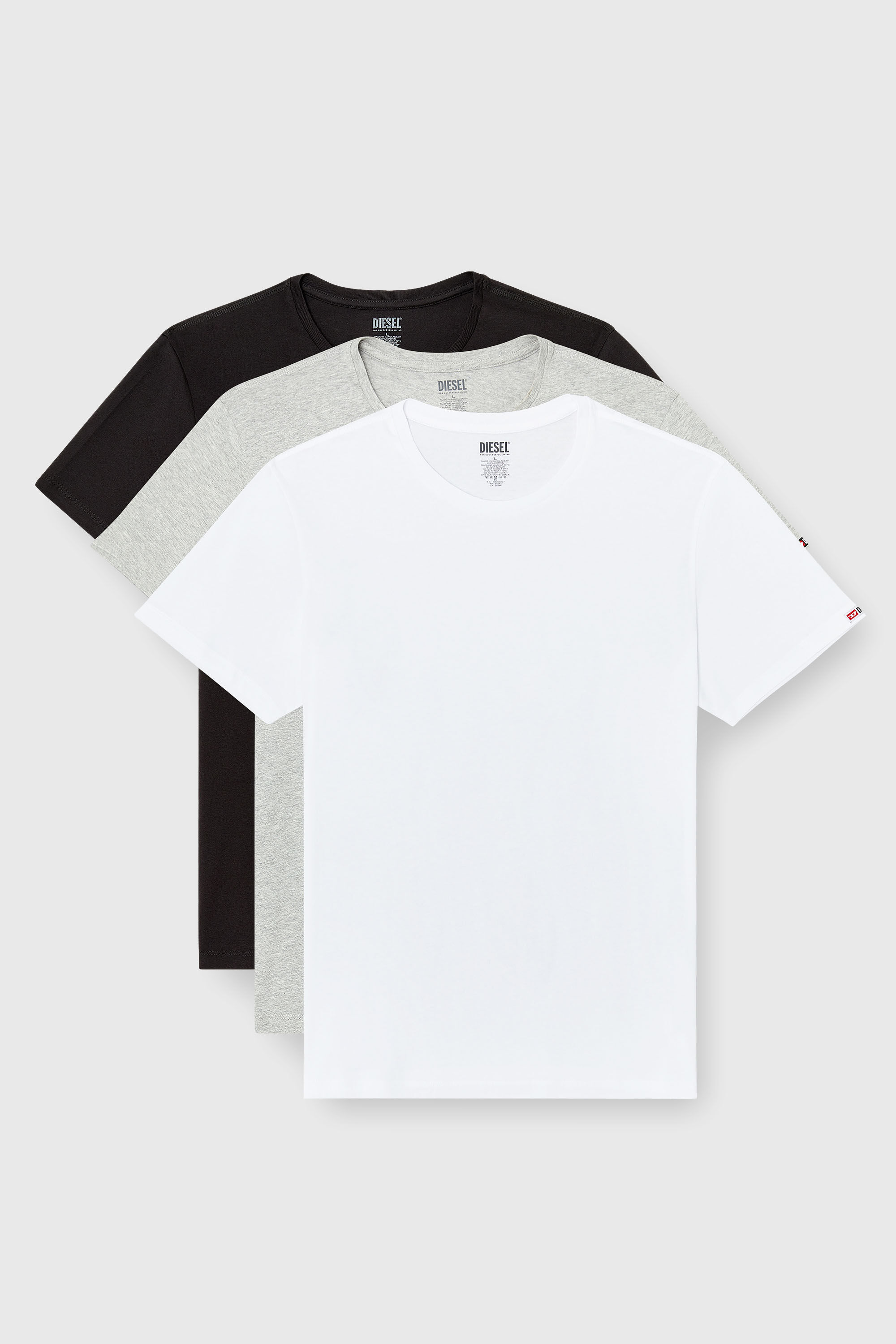 Diesel - RANDAL-D-CORE-3PACK, Man's Set of 3 cotton T-shirts in White/Grey - 2
