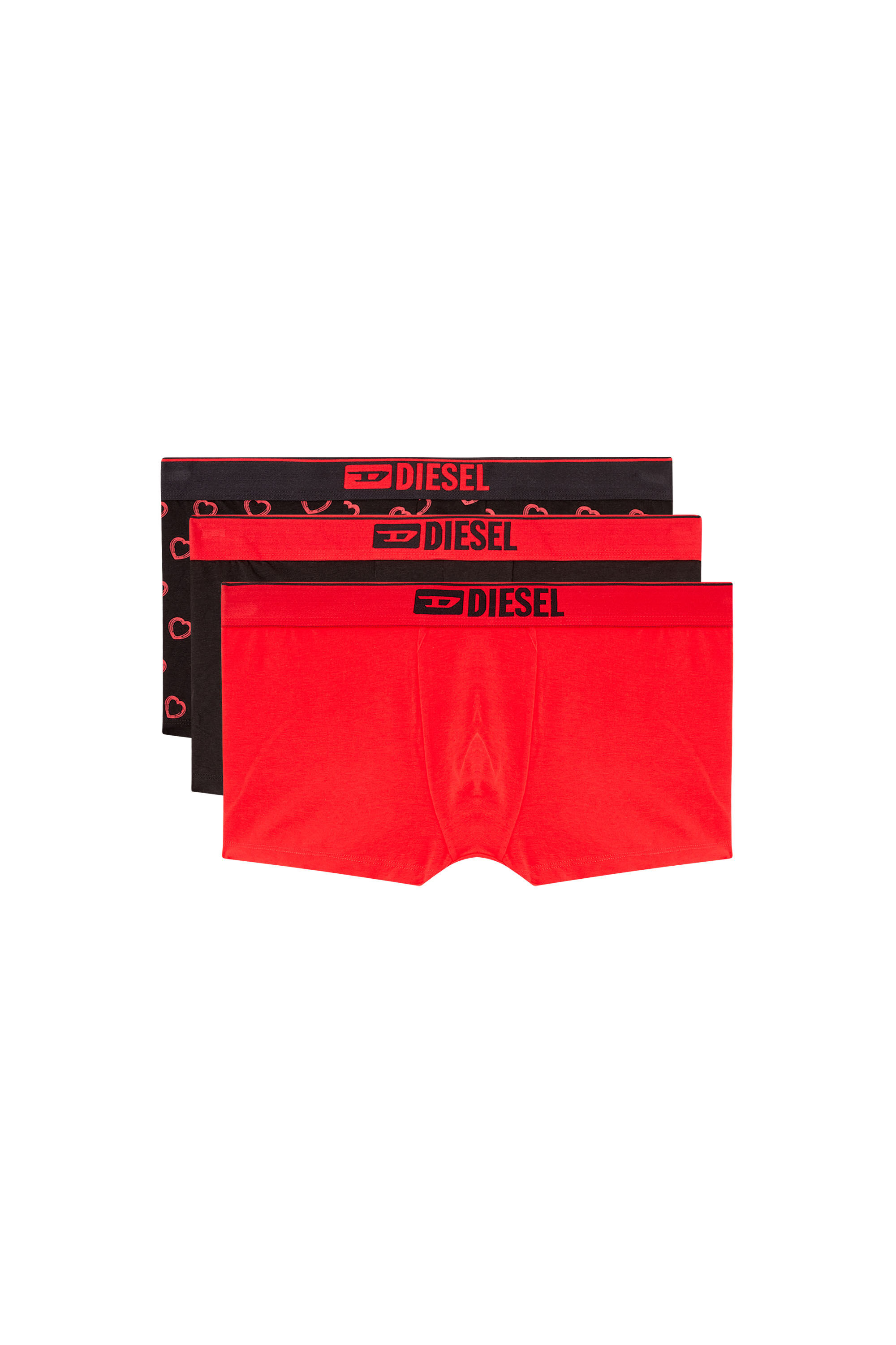 Diesel - DAMIEN-GFT-3PACK, Man's Three-pack boxer briefs with heart motif in Red/Black - 2
