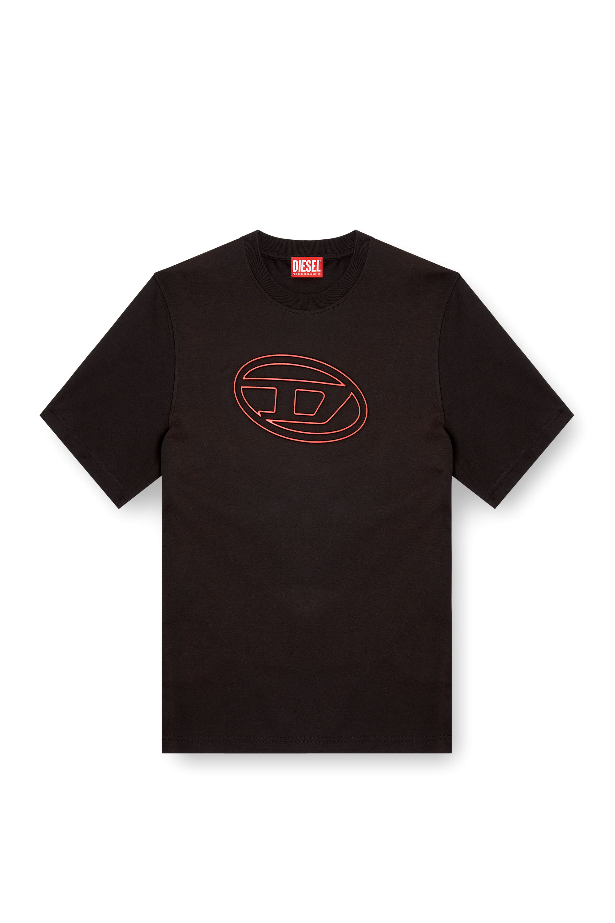 Diesel - T-ADJUST-BIGOVAL, Man's T-shirt with embossed Oval D in Black/Red - 3