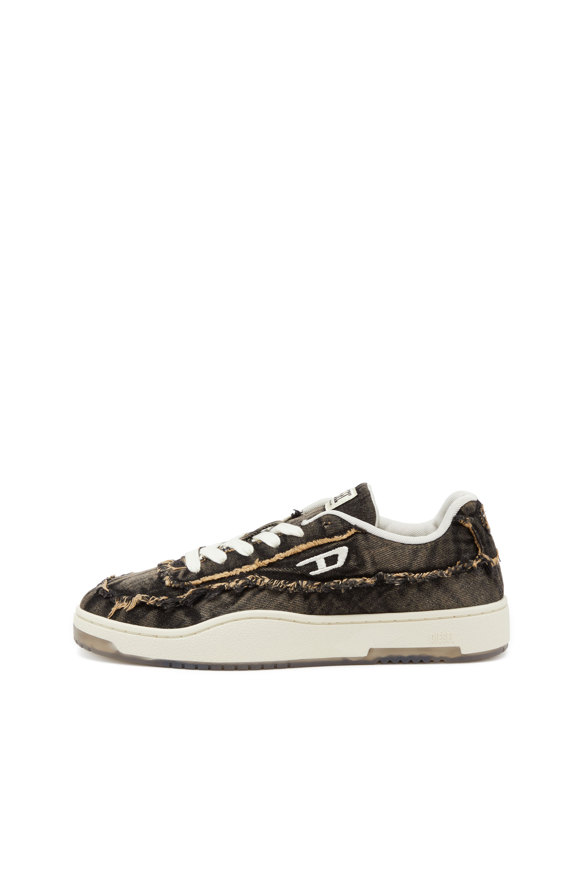 S-TRACKER-D LOW, Black Diesel - S-TRACKER-D LOW, Man's S-Tracker-D-Frayed denim sneakers with transparent sole in Black - 8