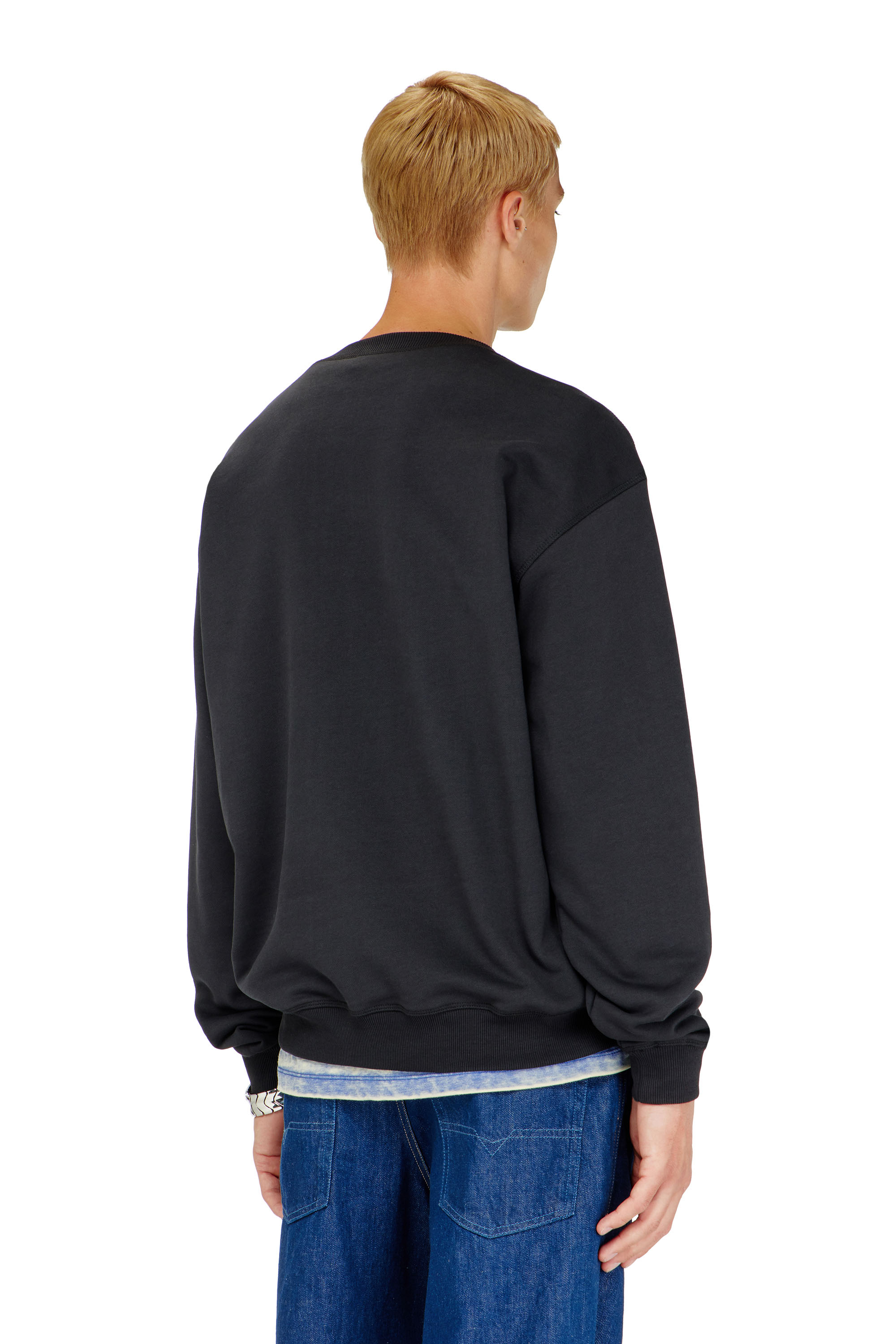 Diesel - S-NORM-IOD, Man's Regular sweatshirt with metallic Oval D in Black - 4