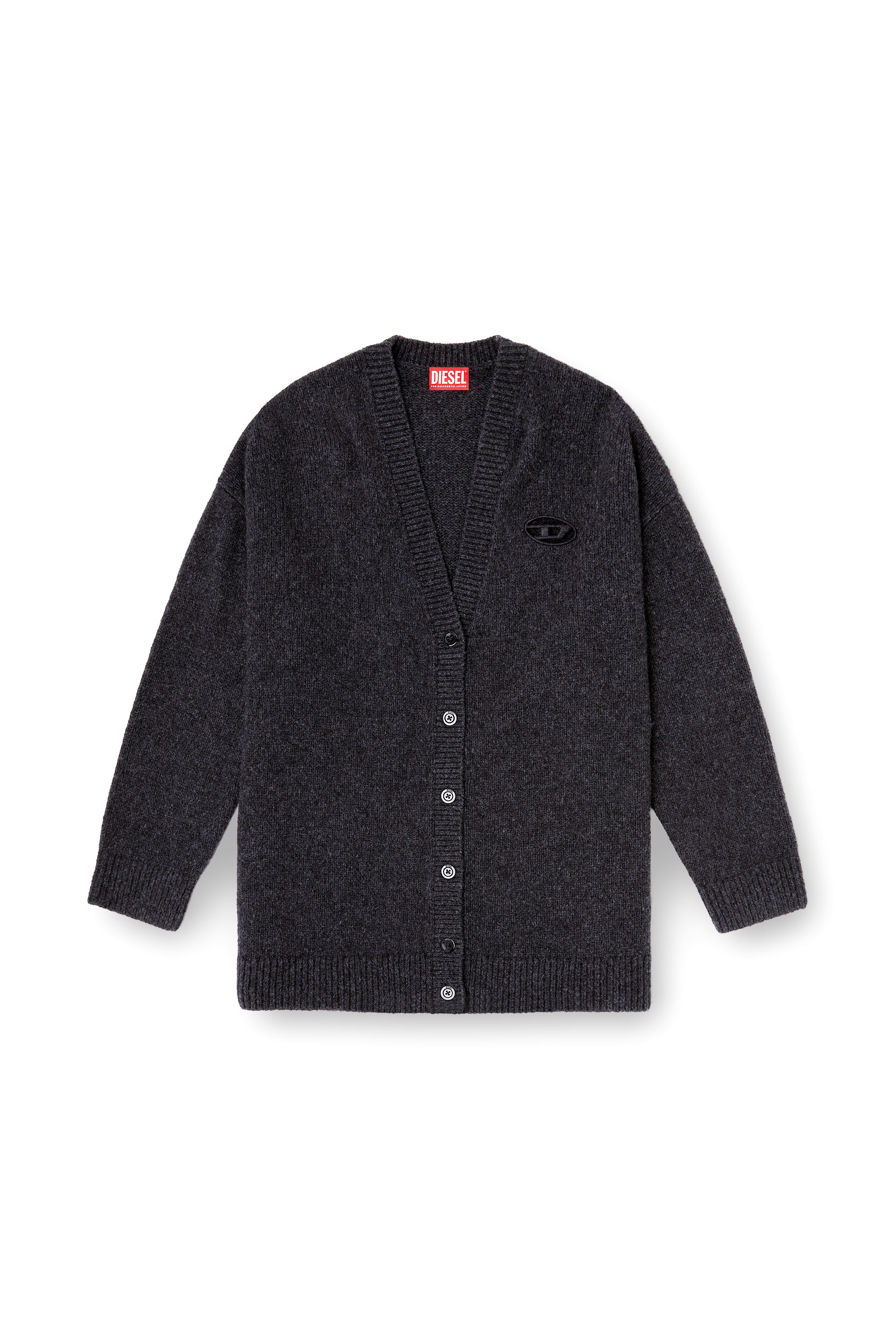 Diesel - M-AREELA, Woman's Cardigan in wool and alpaca blend in Black/Grey - 2