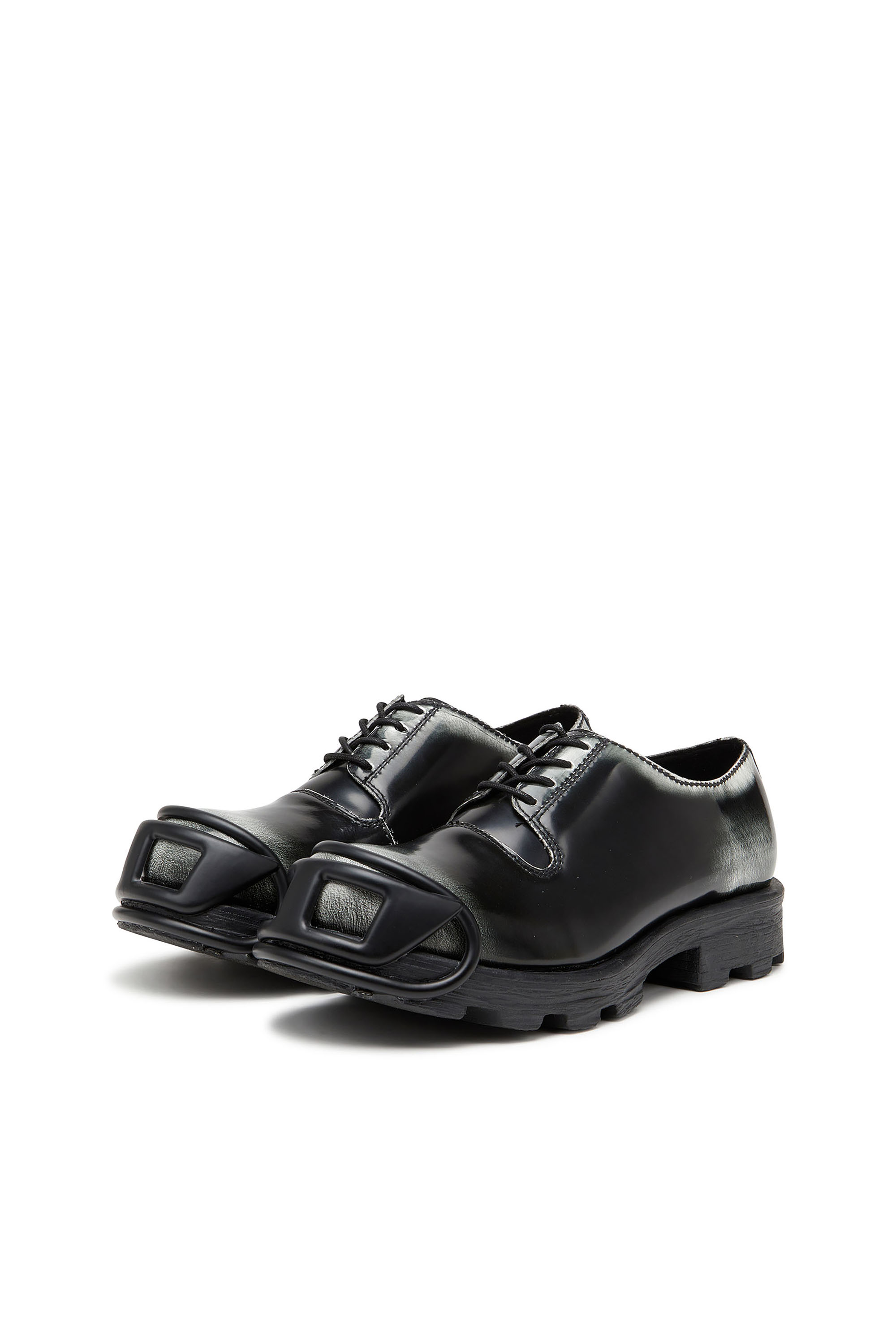 D-HAMMER SO D, Black/White Diesel - D-HAMMER SO D, Man's D-Hammer-Derby shoes in shiny two-tone leather in Black/White - 8