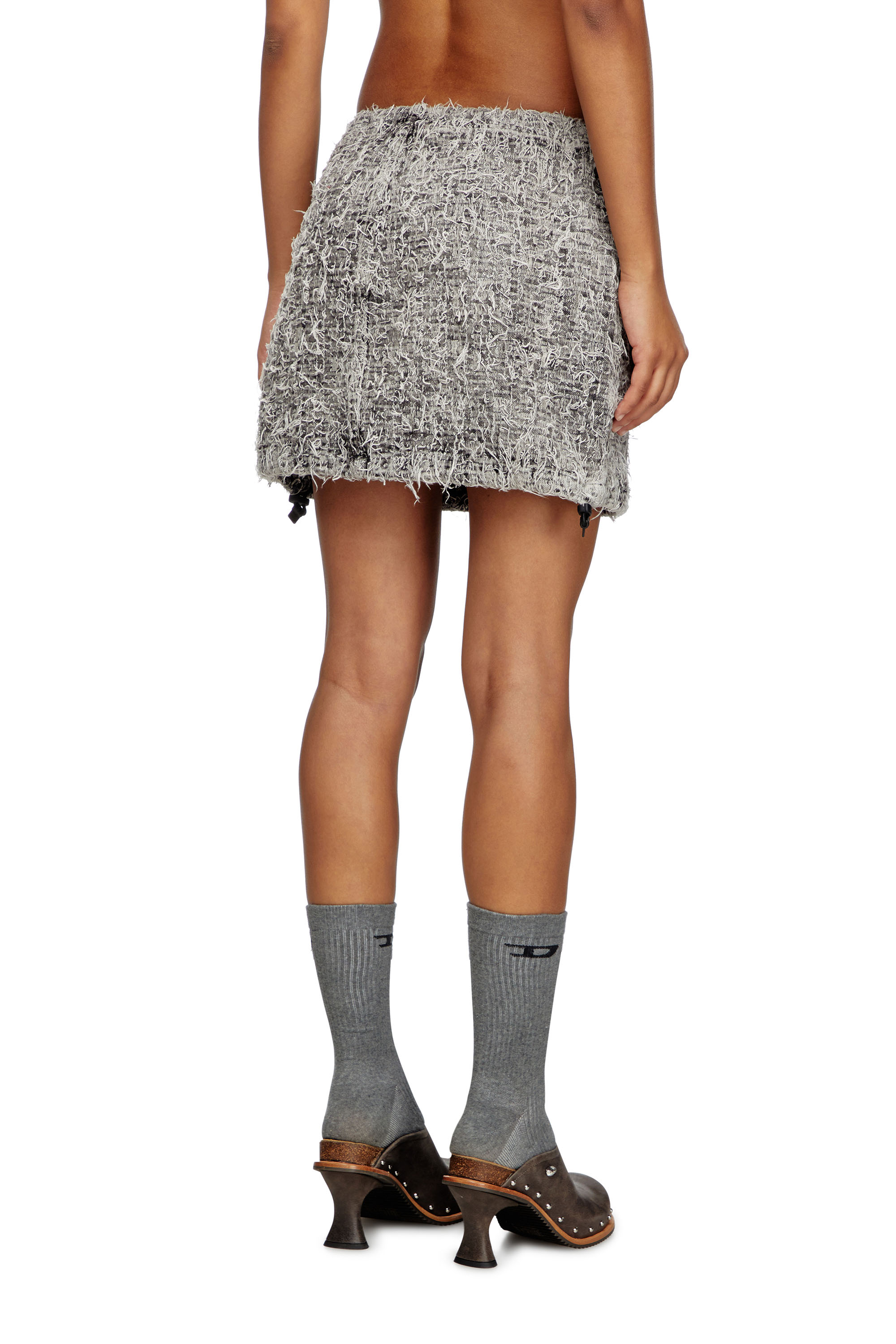 Diesel - DE-MINI-S, Woman's Mini skirt in bouclé denim in Grey - 3