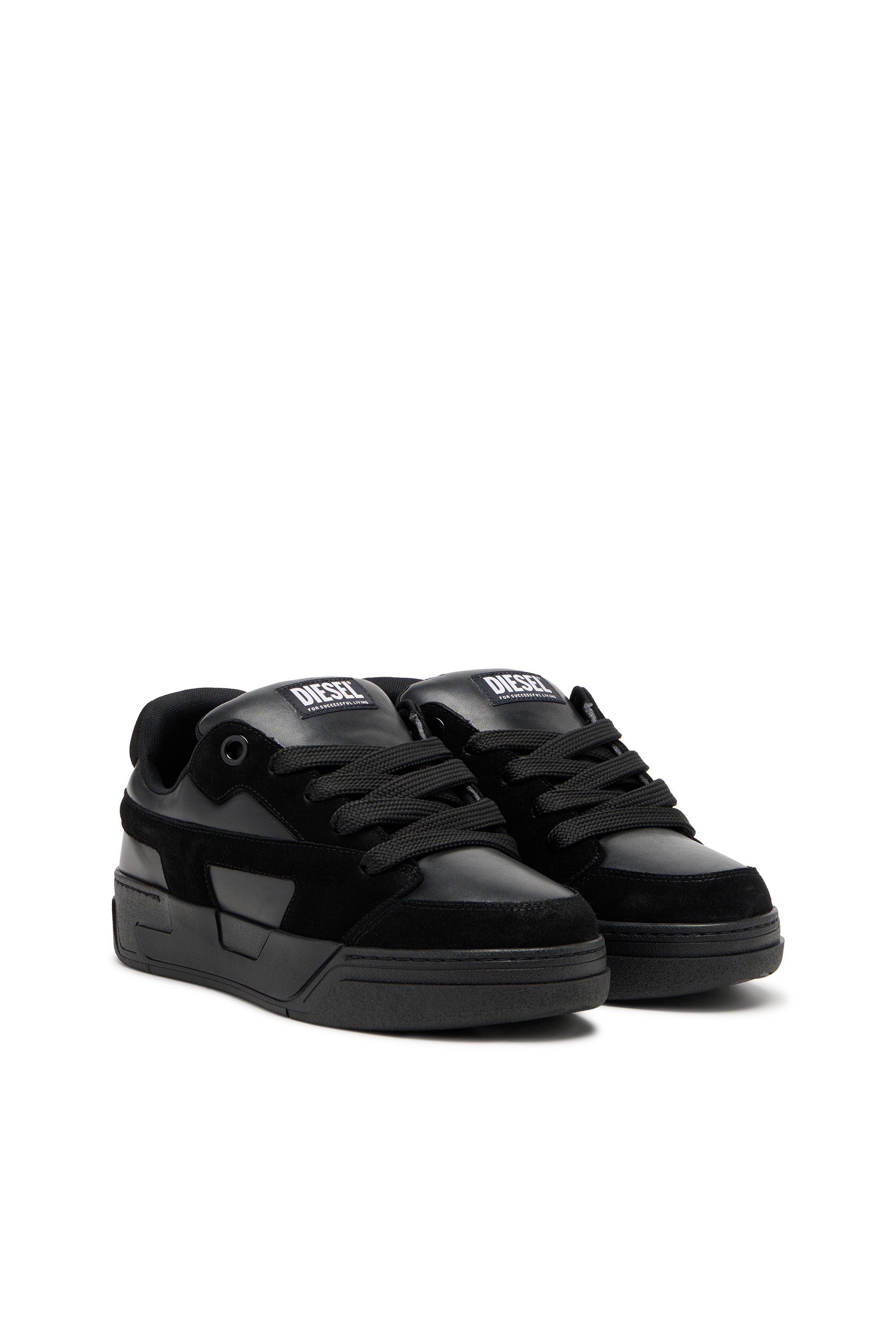 Diesel - S-D-OLLIE LOW, Man's D-Ollie-Monochrome sneakers in suede and leather in Black - 2