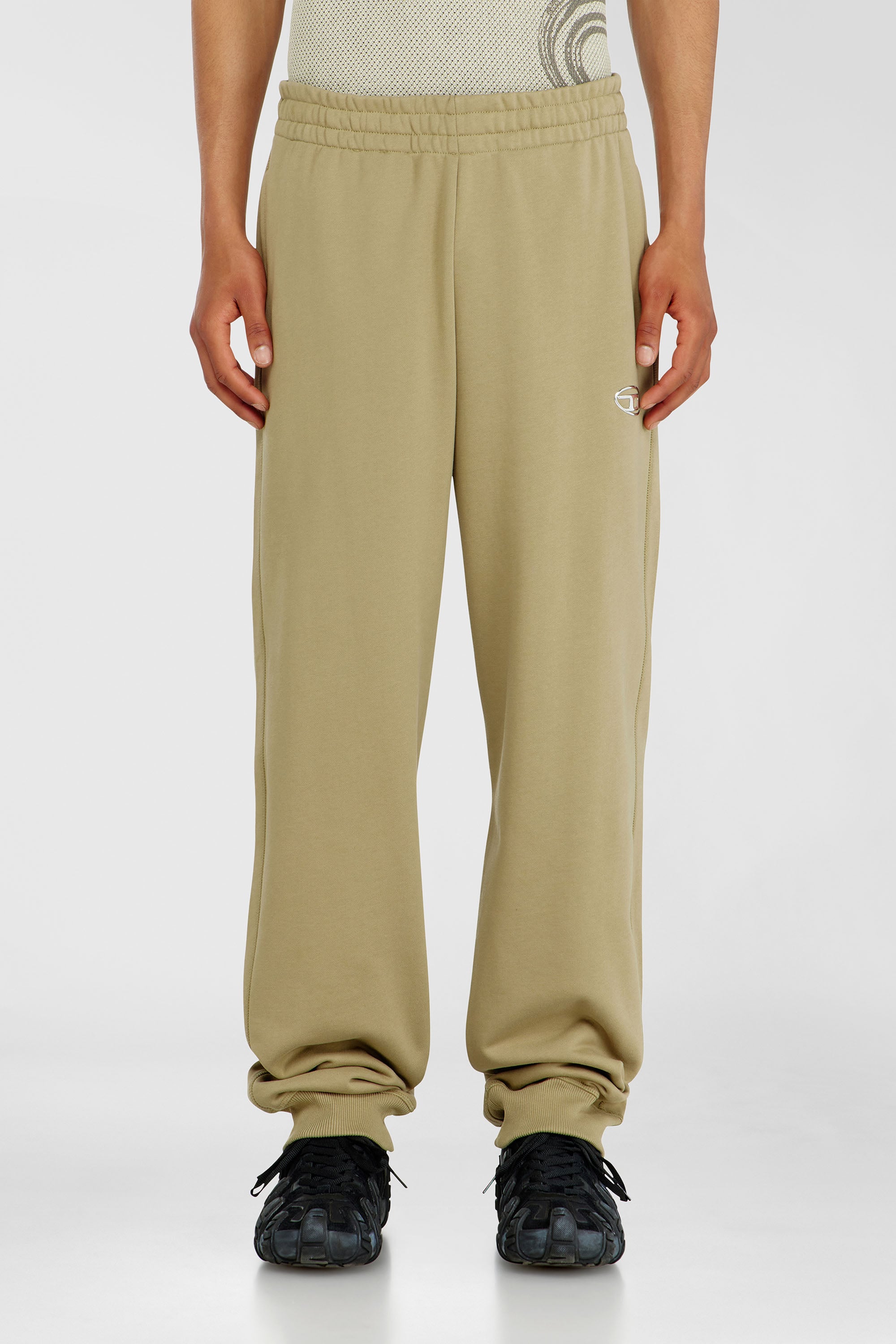 Diesel - P-MARKY-IOD, Man's Cotton pants with metallic Oval D in Beige - 1