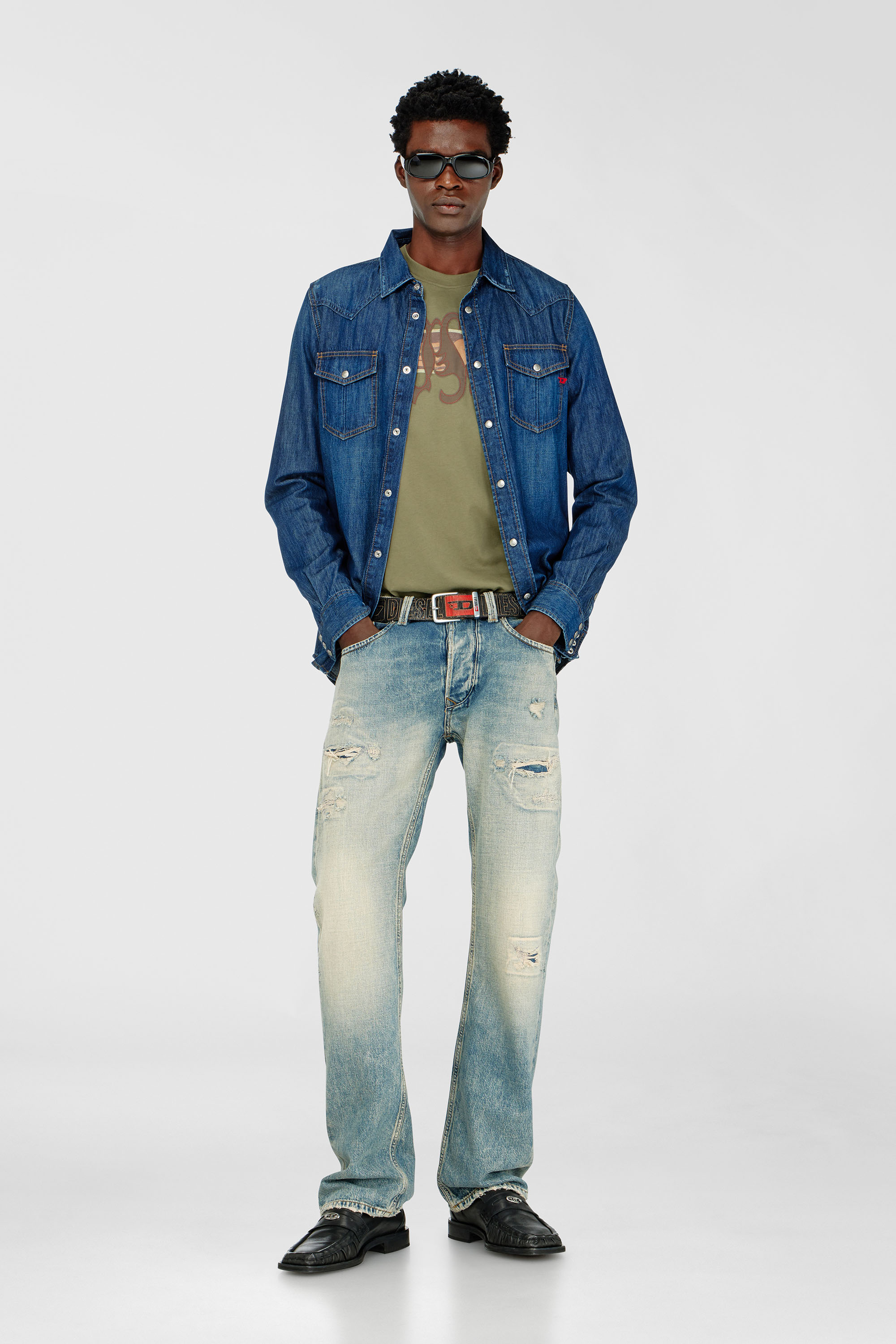 Diesel - D-VEGA, Man's Denim overshirt in Dark Blue - 2