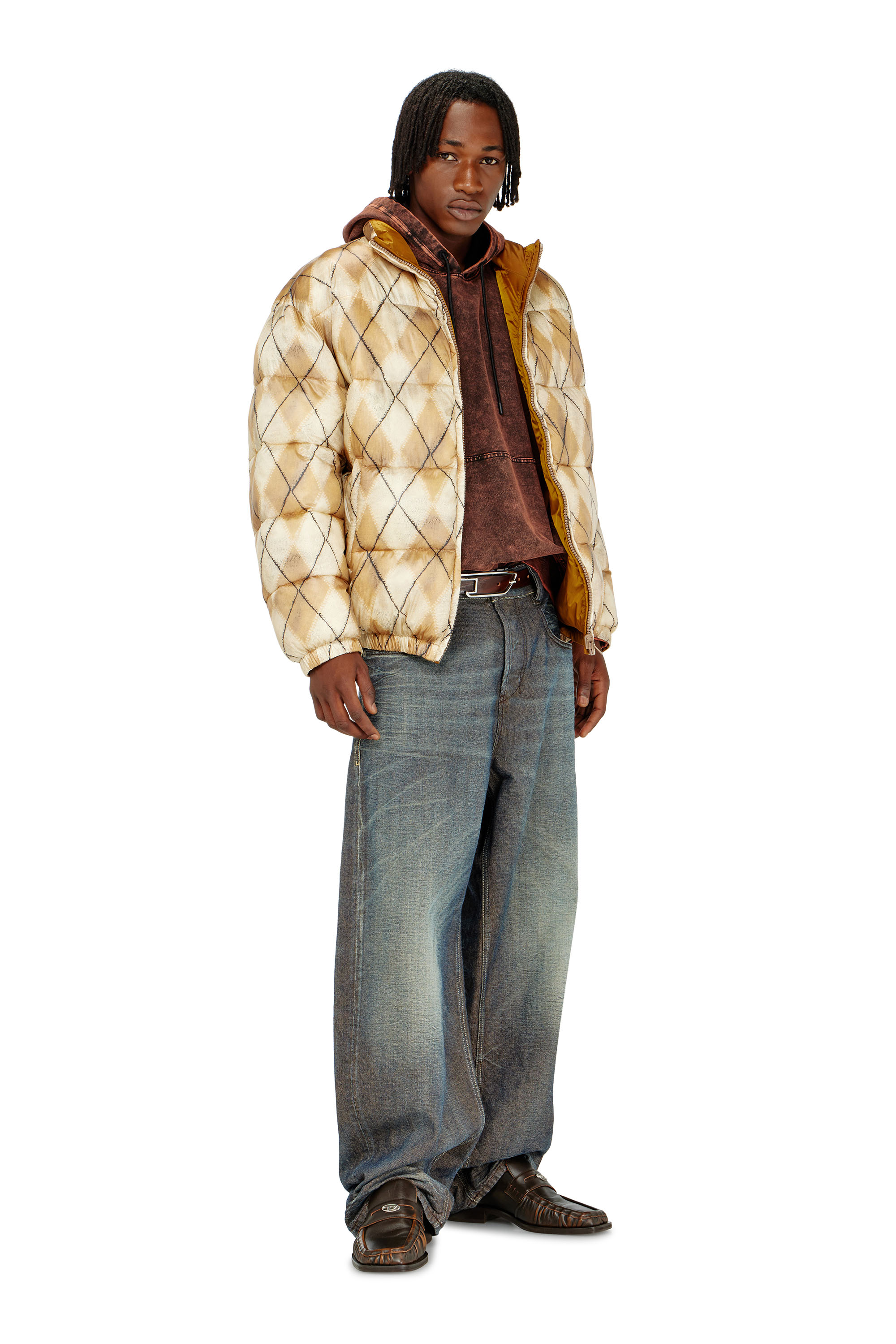 Diesel - S-BOXT-HOOD-TUK, Man's Treated denim-effect hoodie in Brown - 2