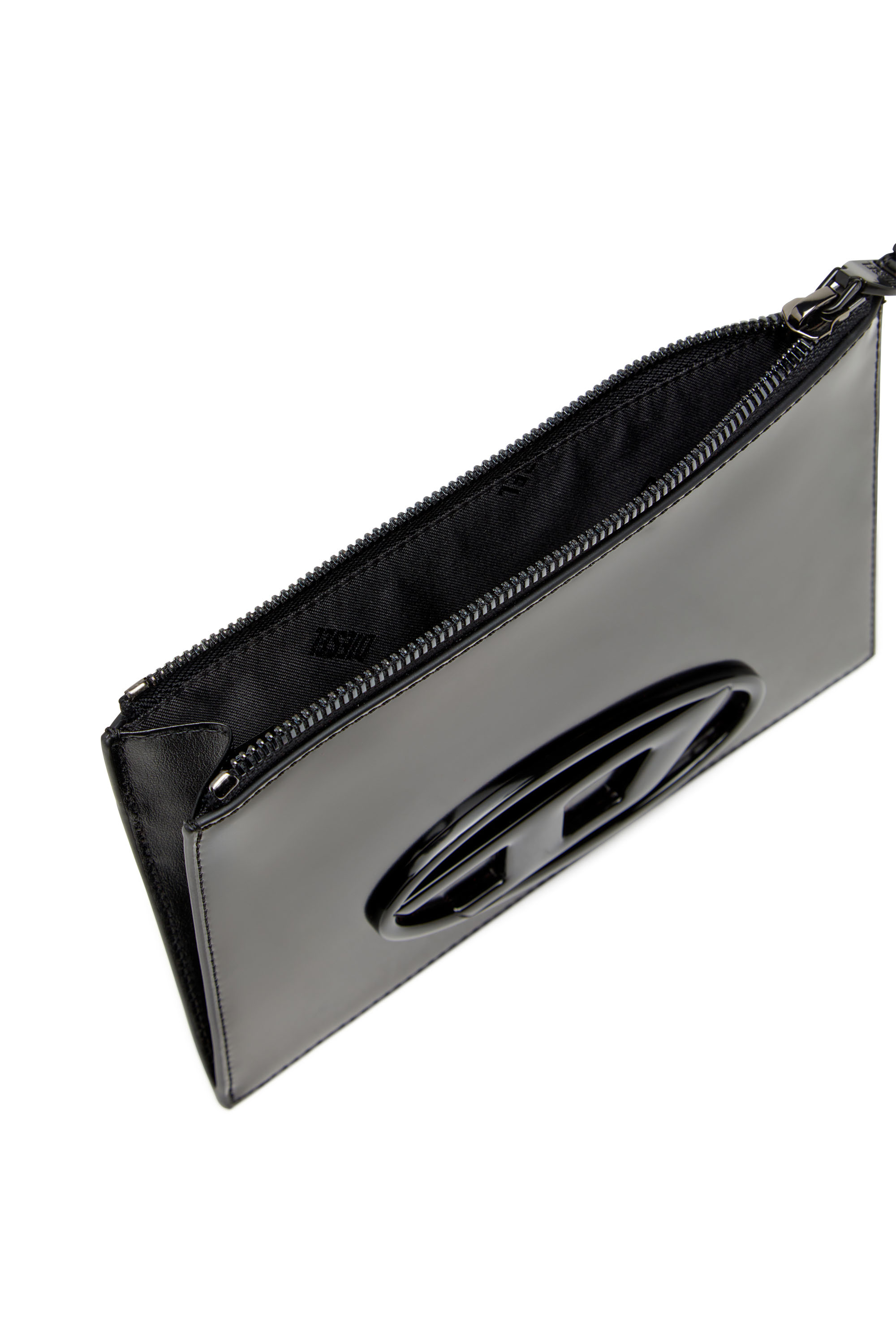 Diesel - 1DR POUCH III, Unisex's Zipped pouch in mirror leather in Black - 4