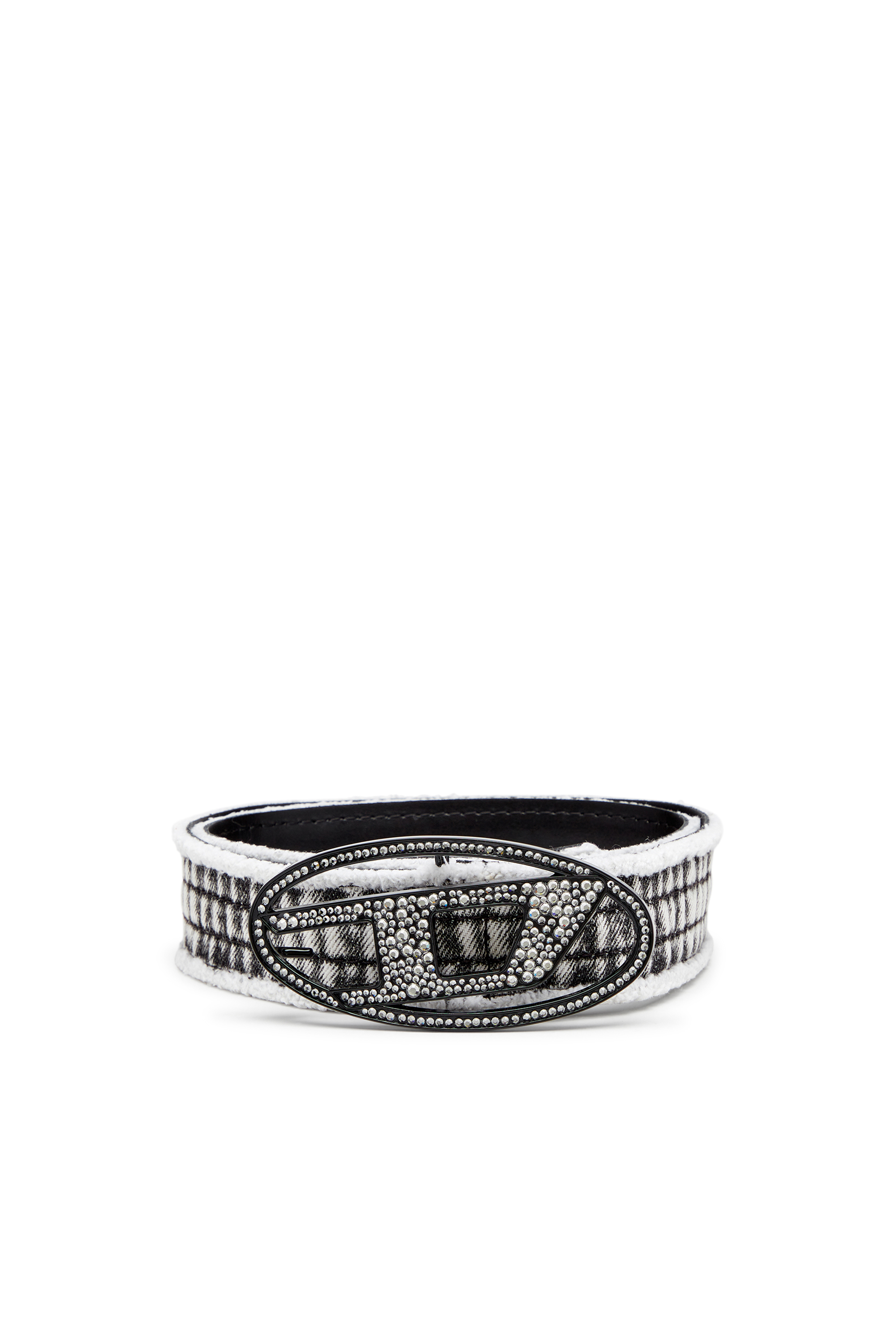 Diesel - B-1DR STRASS, Woman's Denim and leather belt with crystal buckle in Black - 1