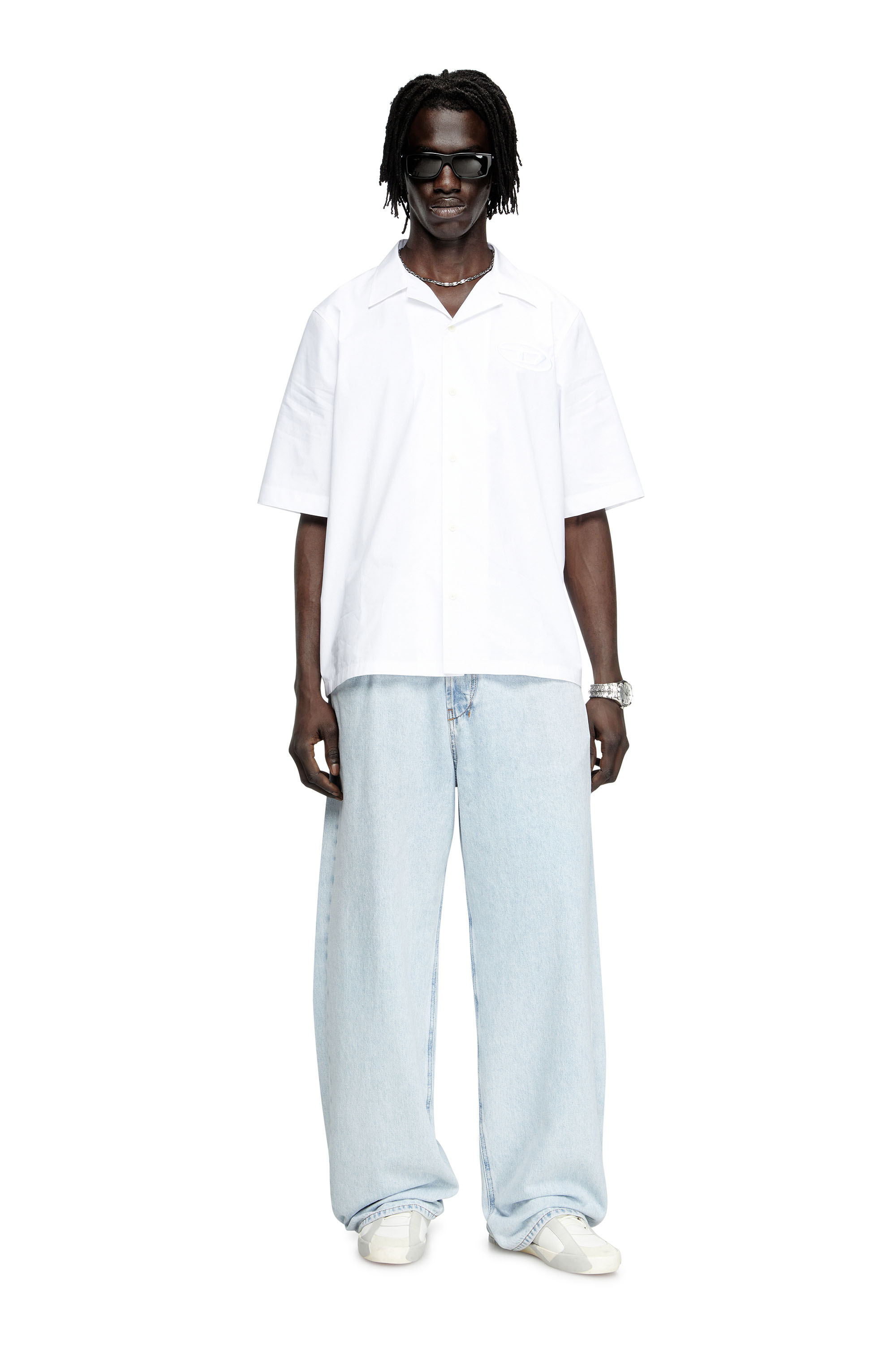 Diesel - S-MAC-PCAL, Man's Bowling shirt with Oval D in White - 1