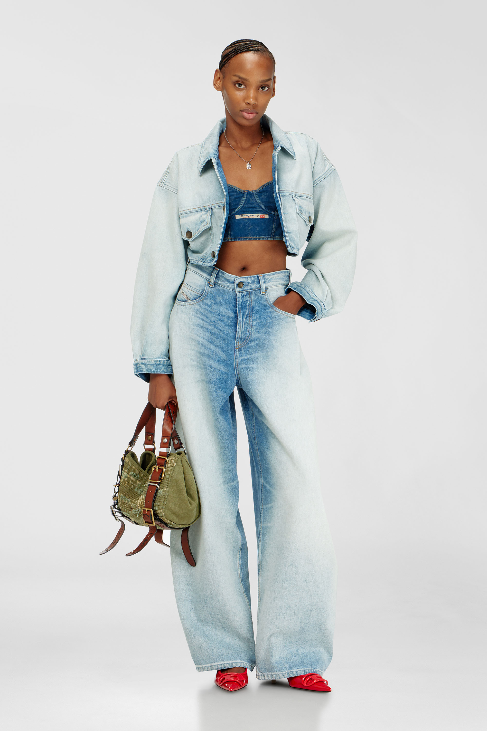 Diesel - SHEILA-DNM, Woman's Bustier top in denim-effect cotton in Blue - 5