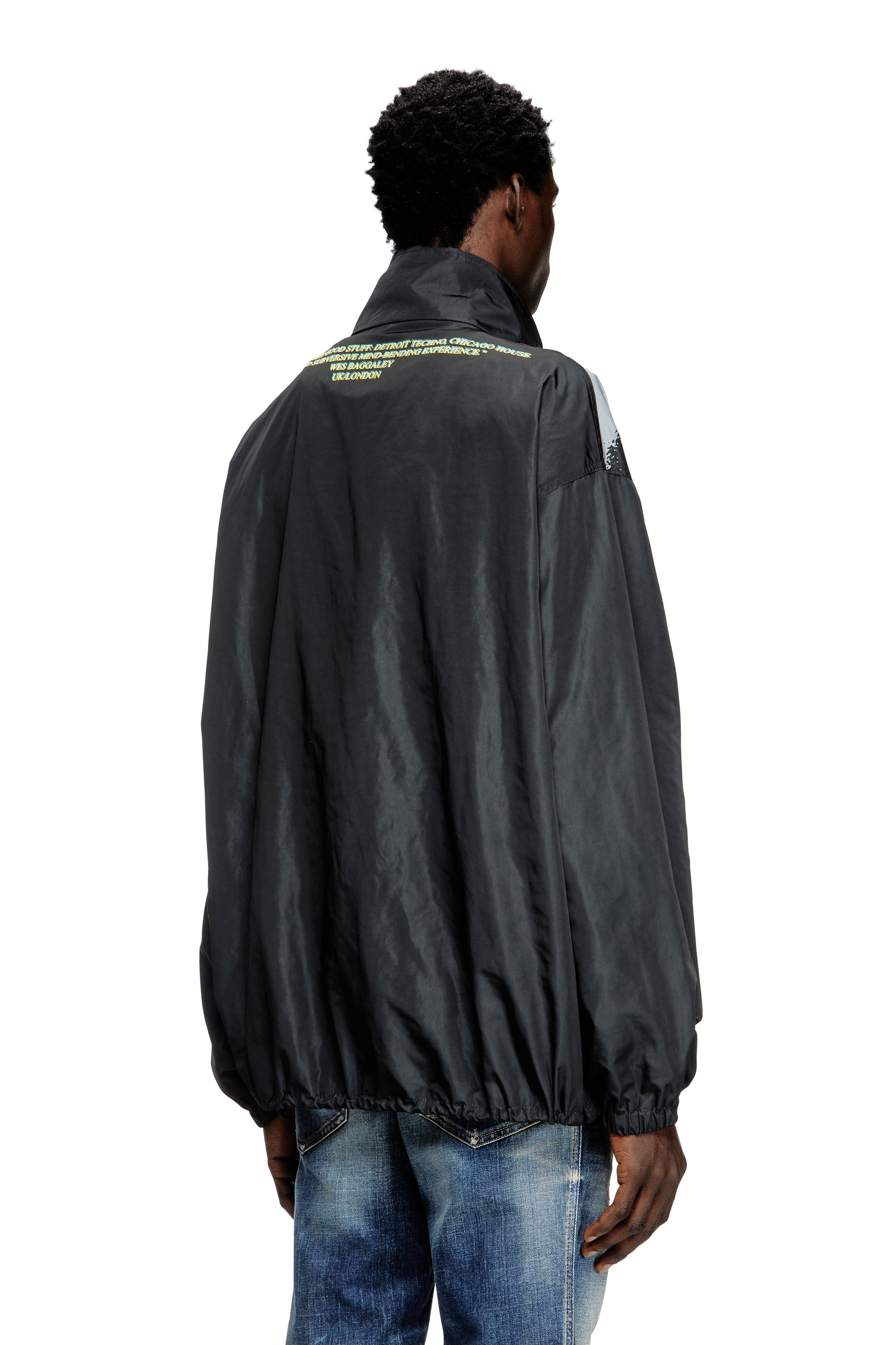 Diesel - J-ERIK, Unisex's Tech-jersey jacket with lyrics print in Black - 4