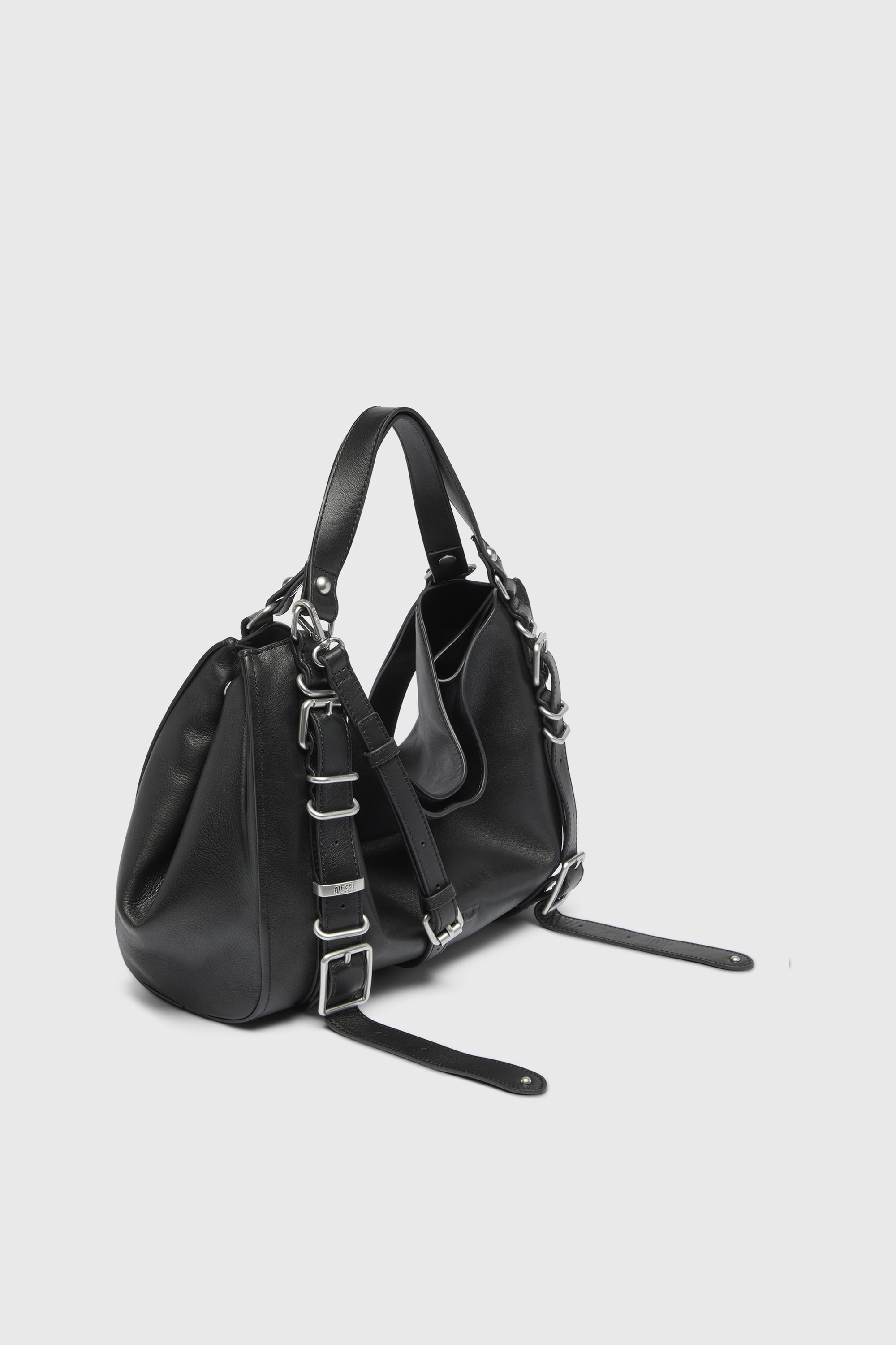 Diesel - D-ONE TOPHANDLE M, Unisex's D-One-Medium top-handle bag in treated leather in Black - 5