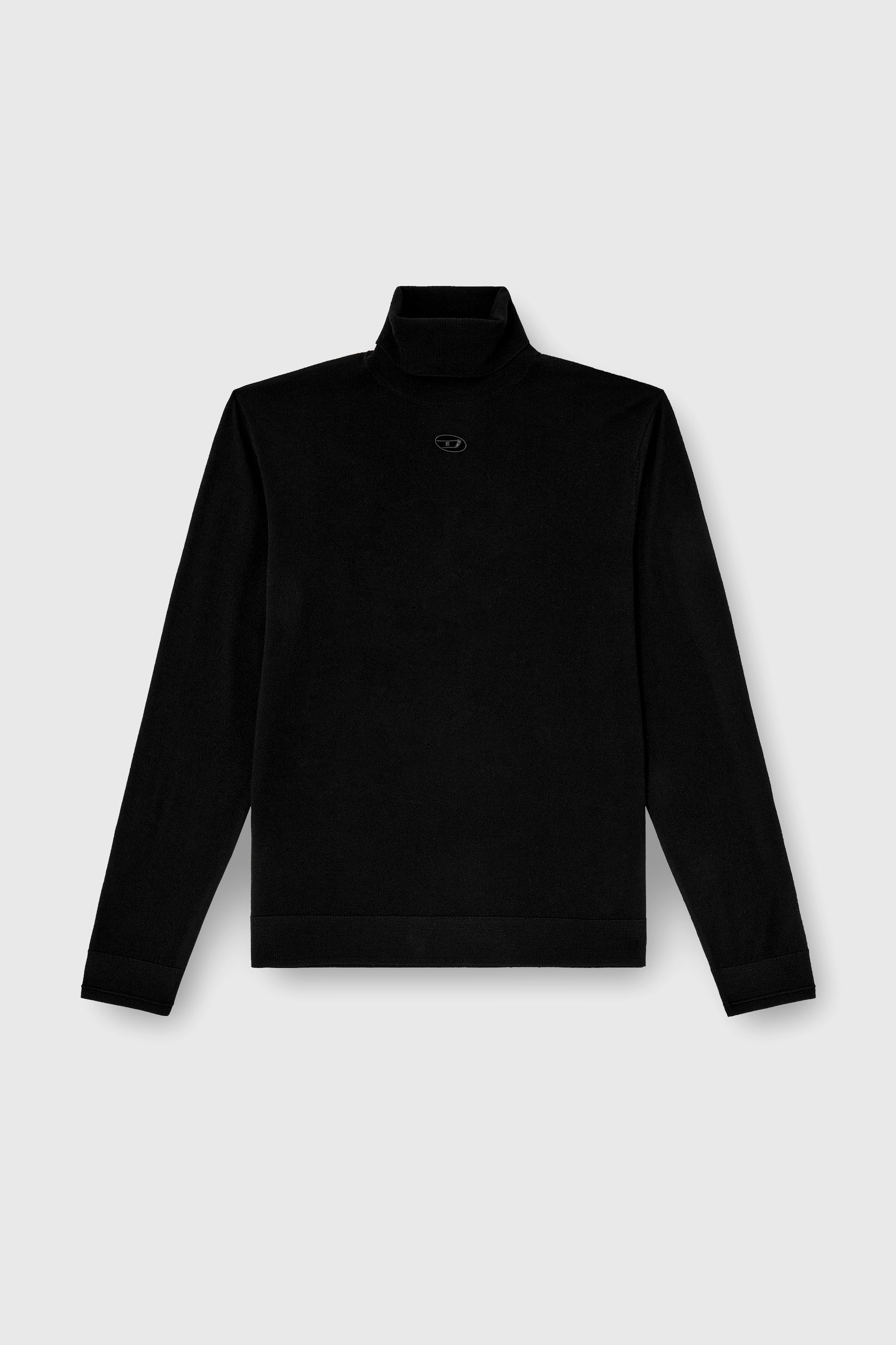 Diesel - K-VARTA, Man's Wool turtleneck jumper with cut-out logo in Black - 2