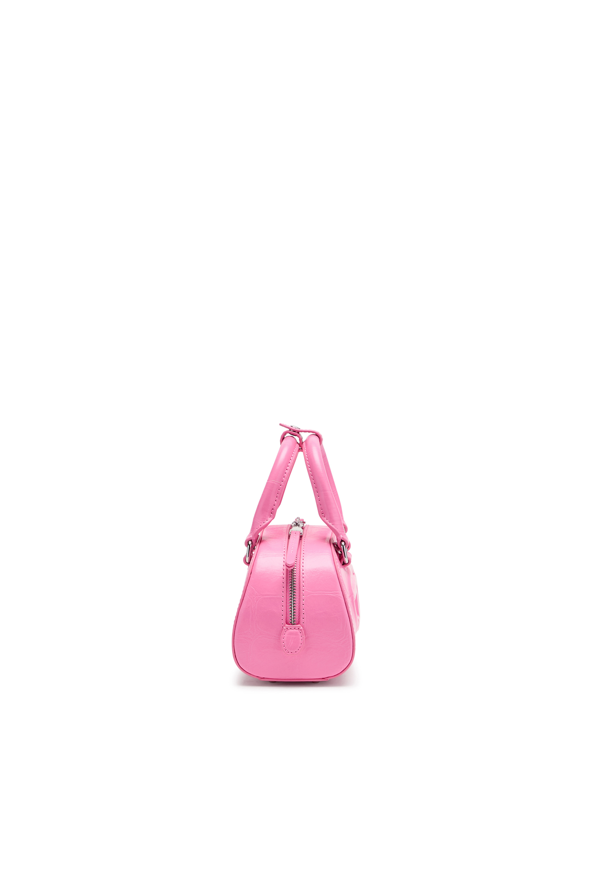 Diesel - 1DR DOME CROSSBODY, Woman's 1DR Dome-Mini bowling bag in croc-effect leather in Pink - 4