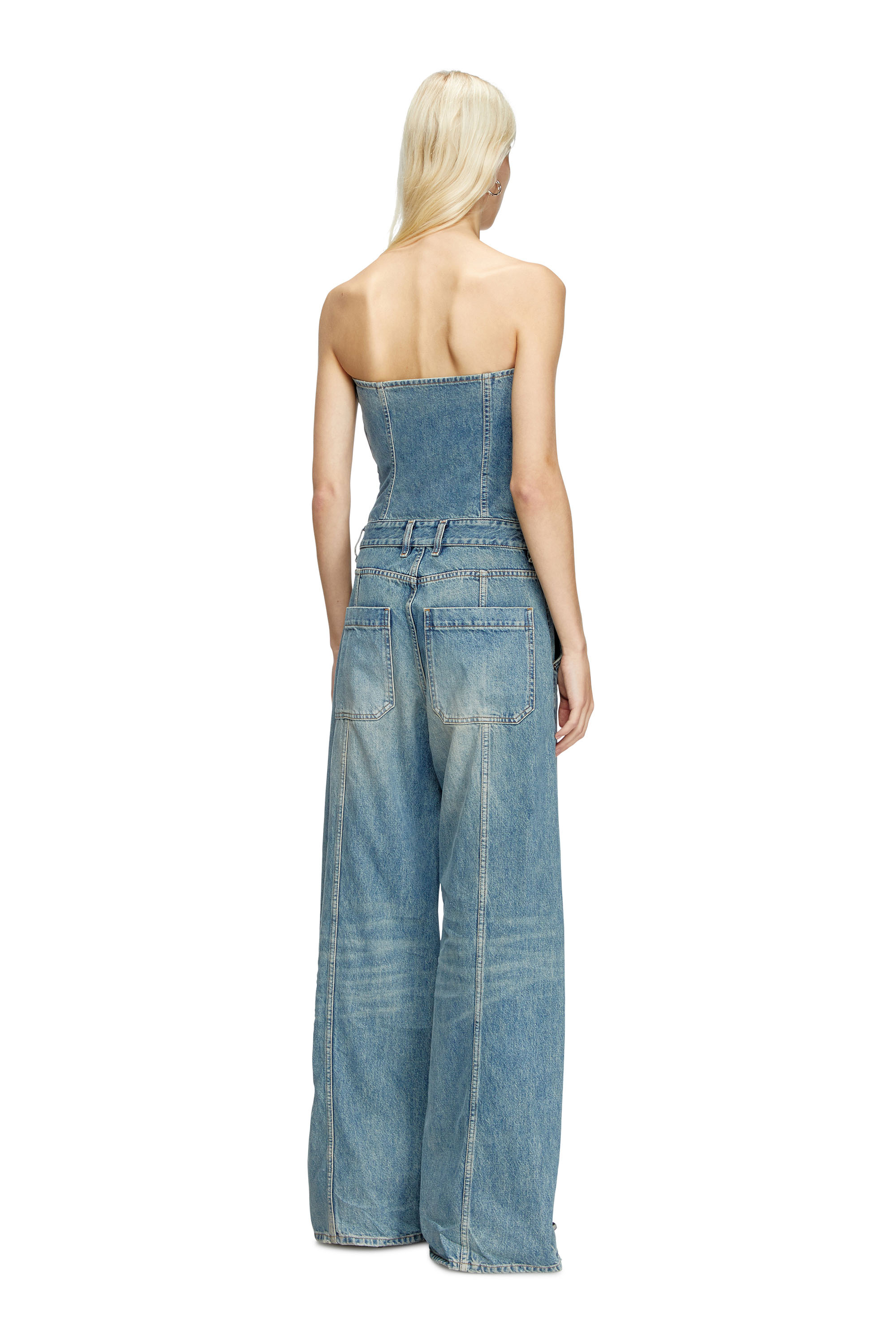 DE-BRIDE, Light Blue Diesel - DE-BRIDE, Woman's Denim strapless jumpsuit in Light Blue - 4