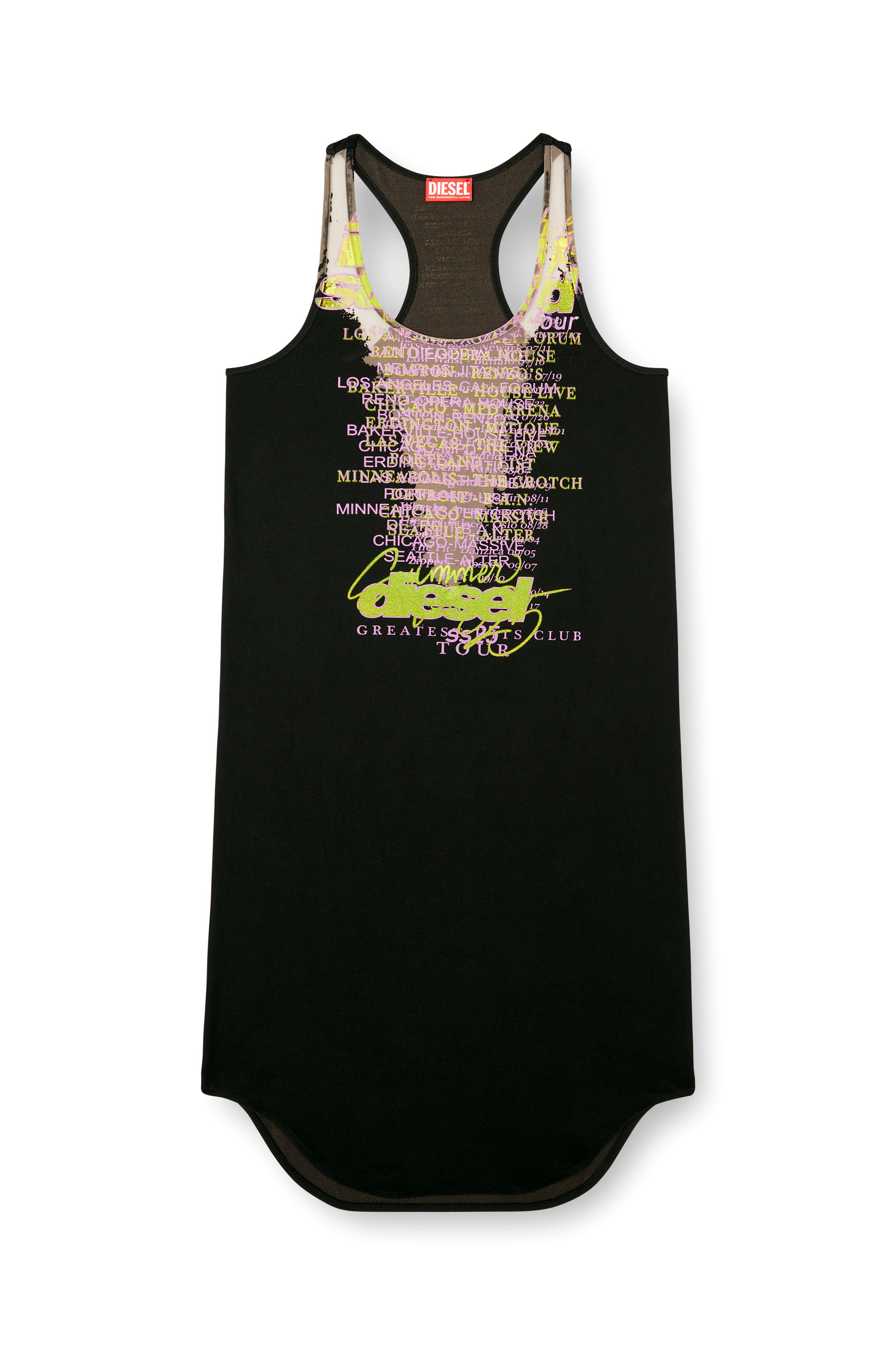 Diesel - D-SHANY-LONG, Woman's Sleeveless tank dress with lyrics print in Black - 2