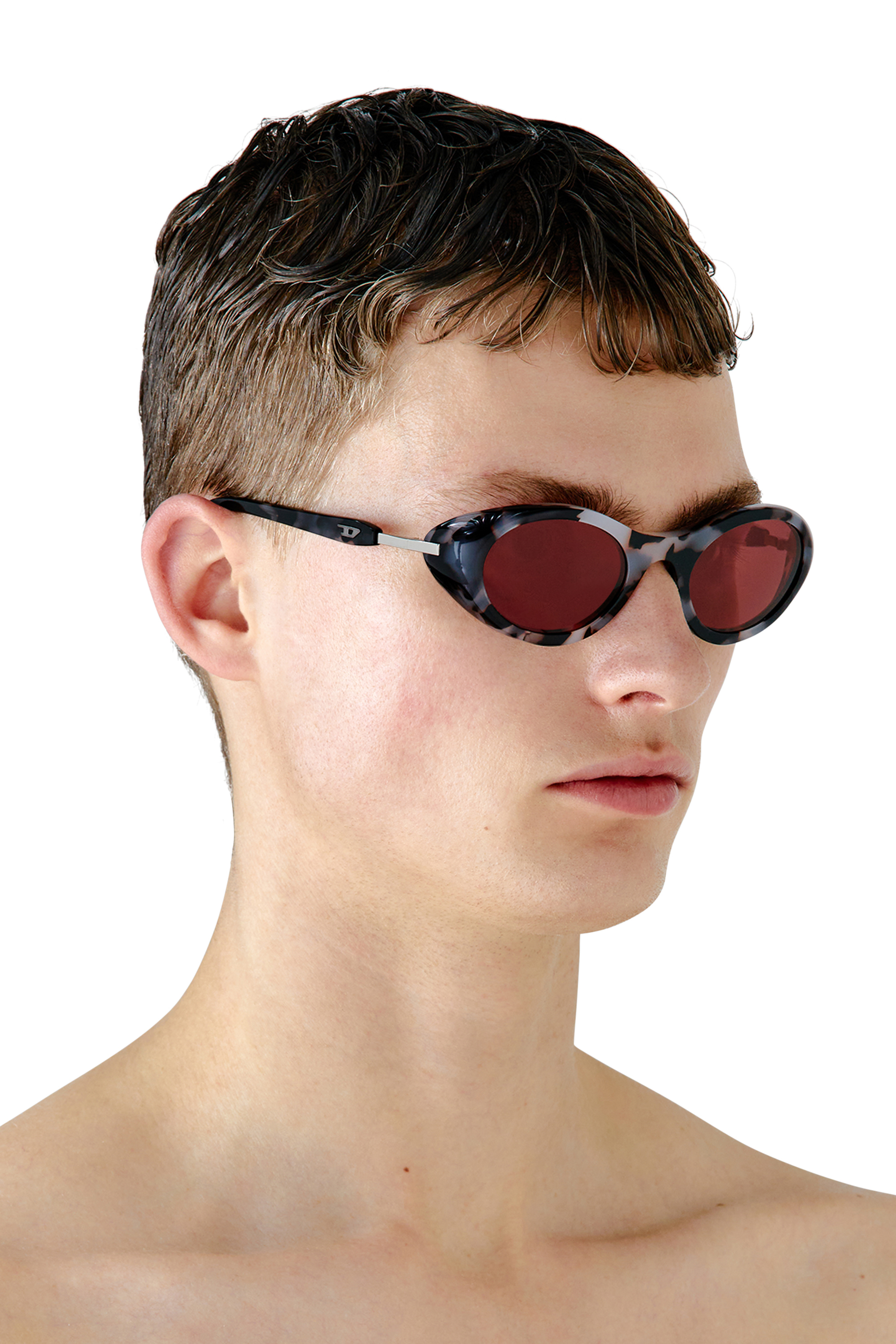 Diesel - 0DL2004, Unisex's Wrap-around shape sunglasses in Grey Havana/Red - 5