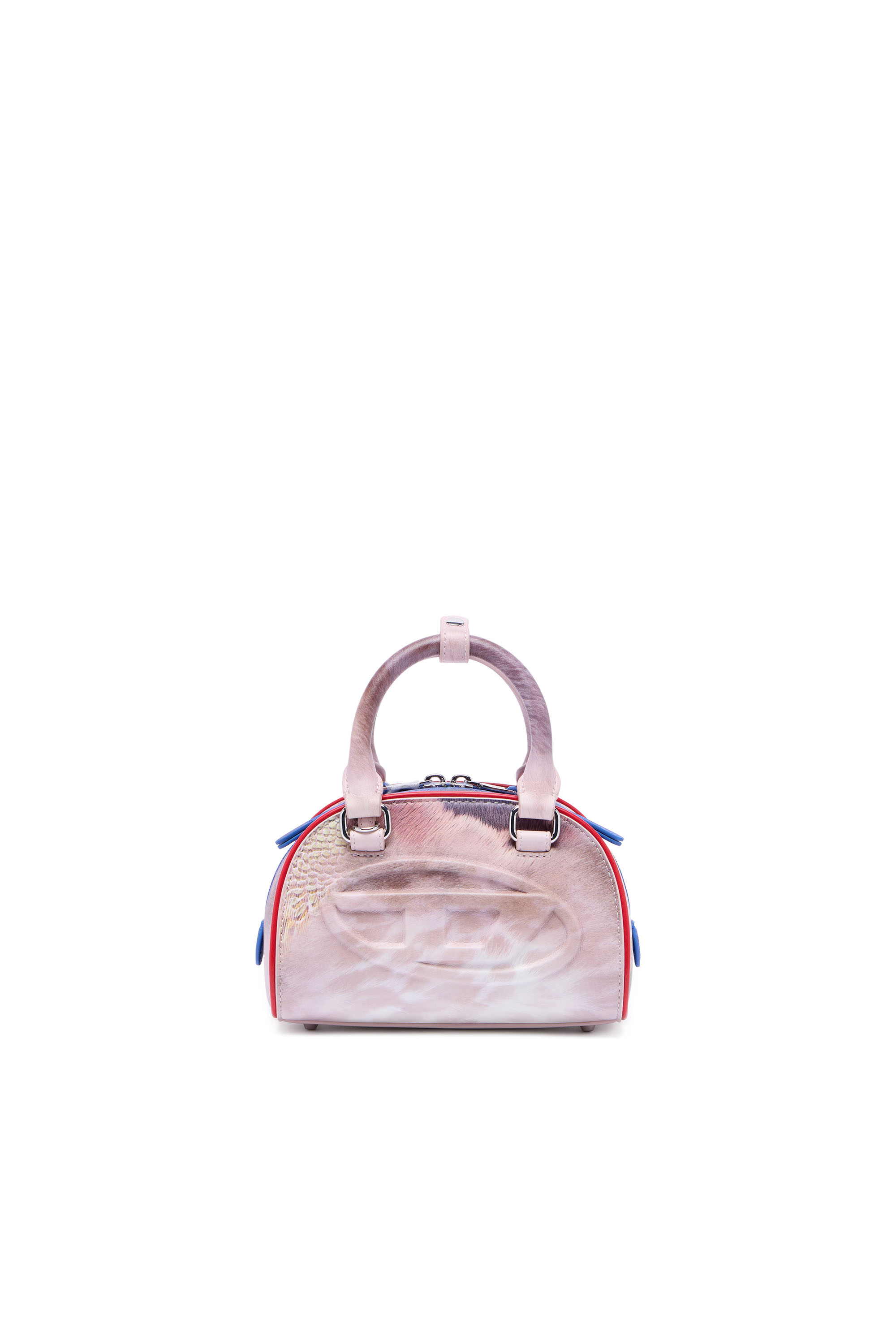 Diesel - 1DR DOME CROSSBODY, Woman's 1DR Dome-Mini bowling bag with animal print in Pink/Blue - 1