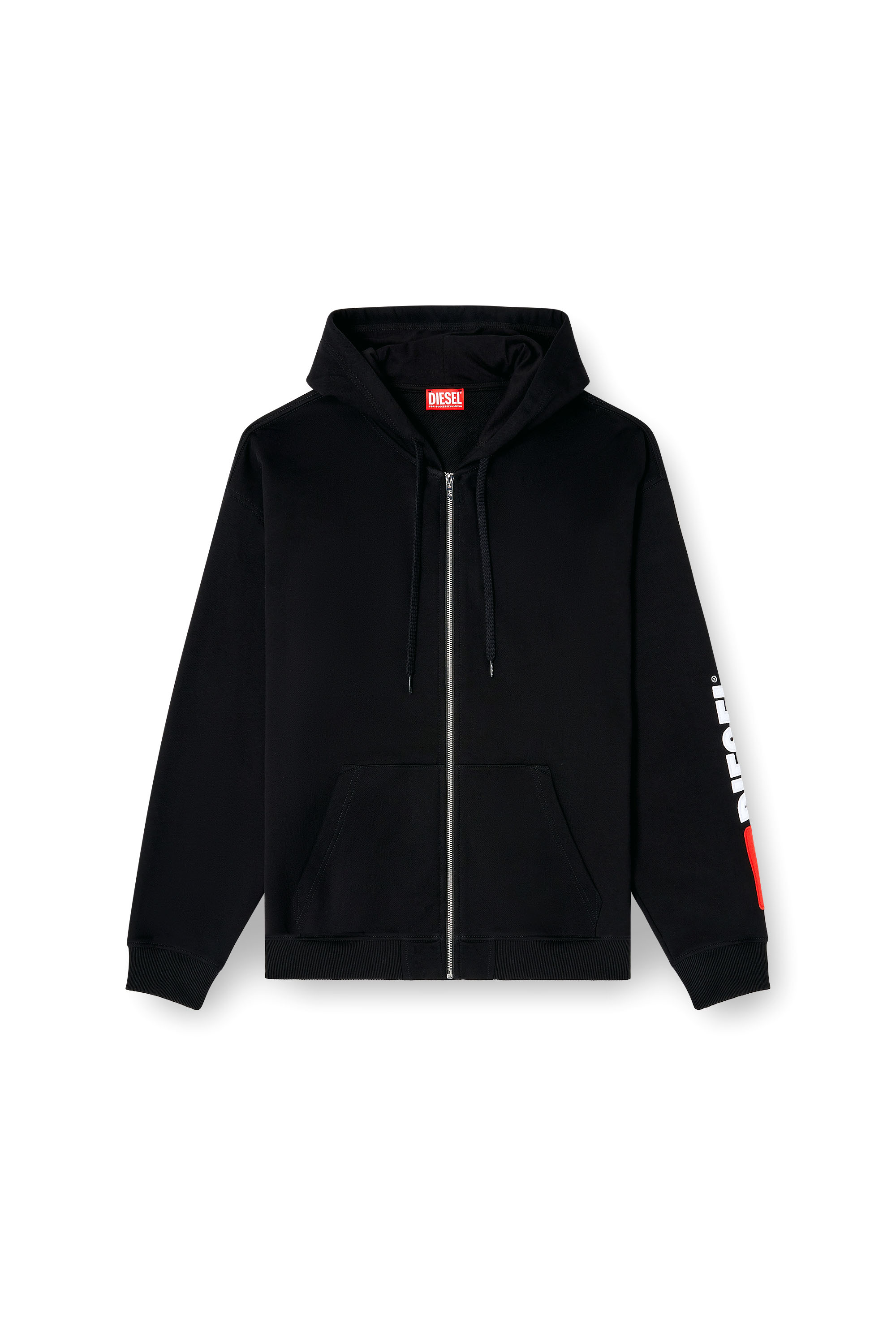Diesel - S-BOXT-ZIP-HOOD-DIV, Man's Hoodie with logo patch embroidery in Black - 3