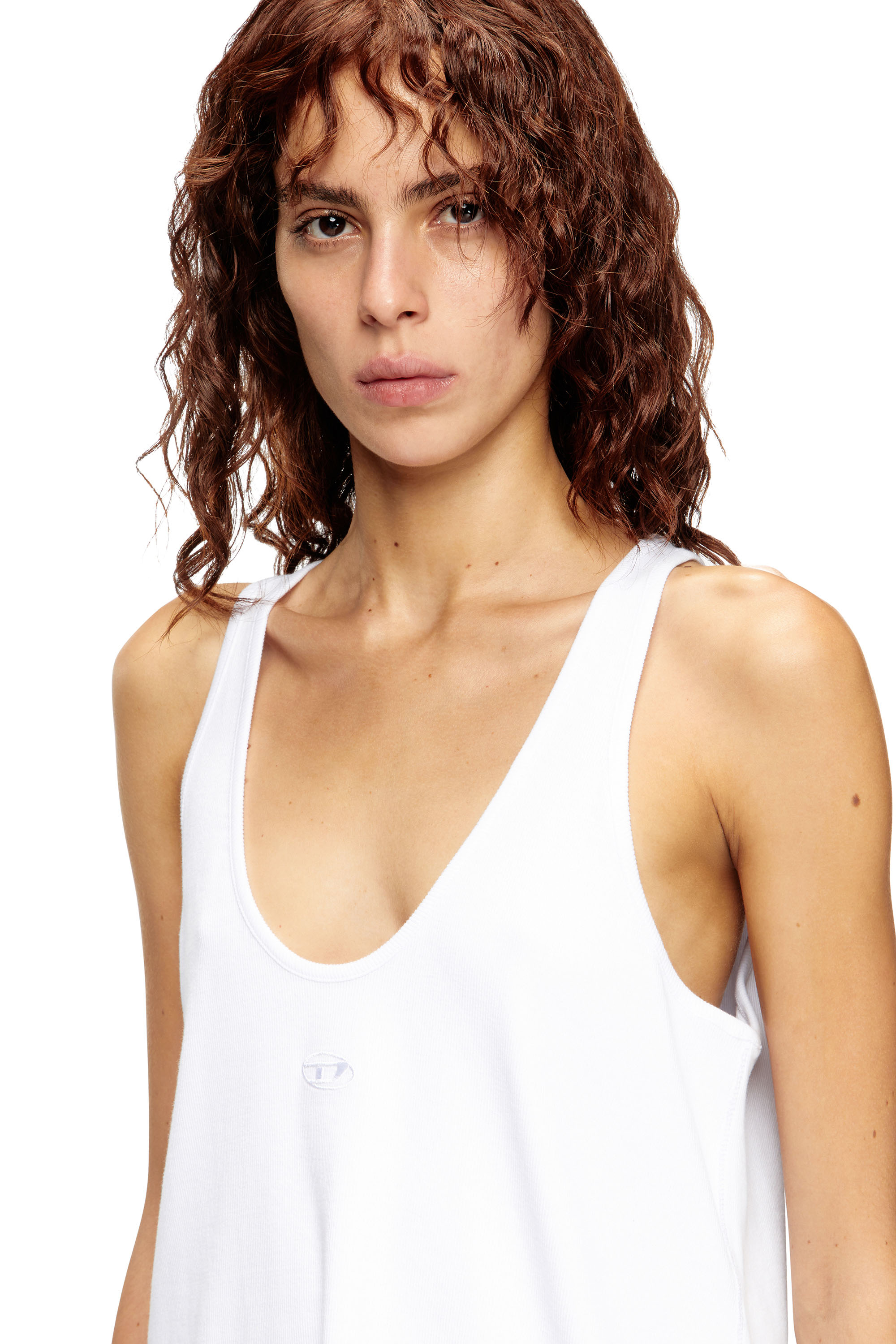Diesel - T-IPSYA-LKDS, Woman's Ribbed tank with Oval D in White - 5
