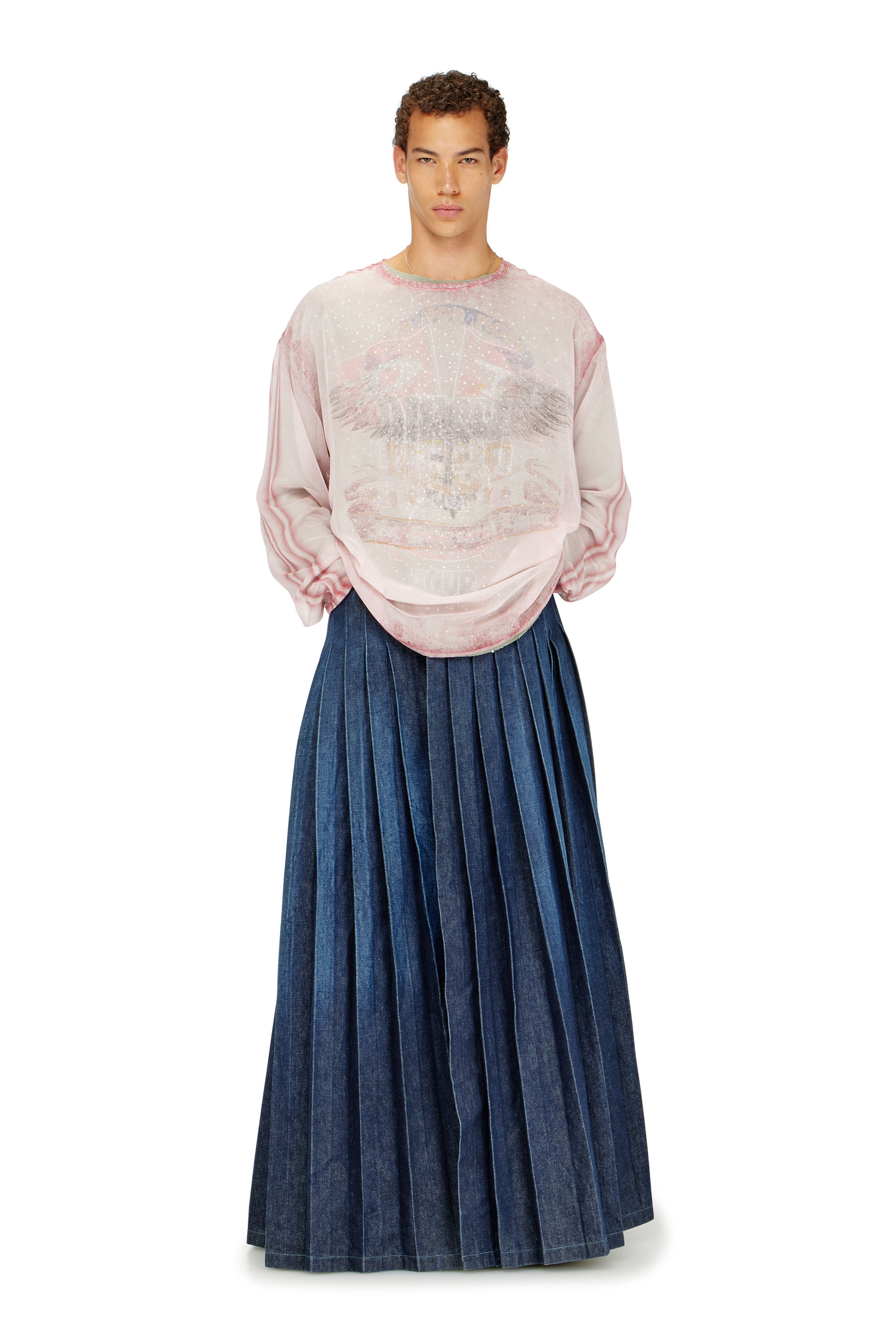 Diesel - T-DOUBLEX-LS, Man's Sheer chiffon top with concert graphics in null - 1