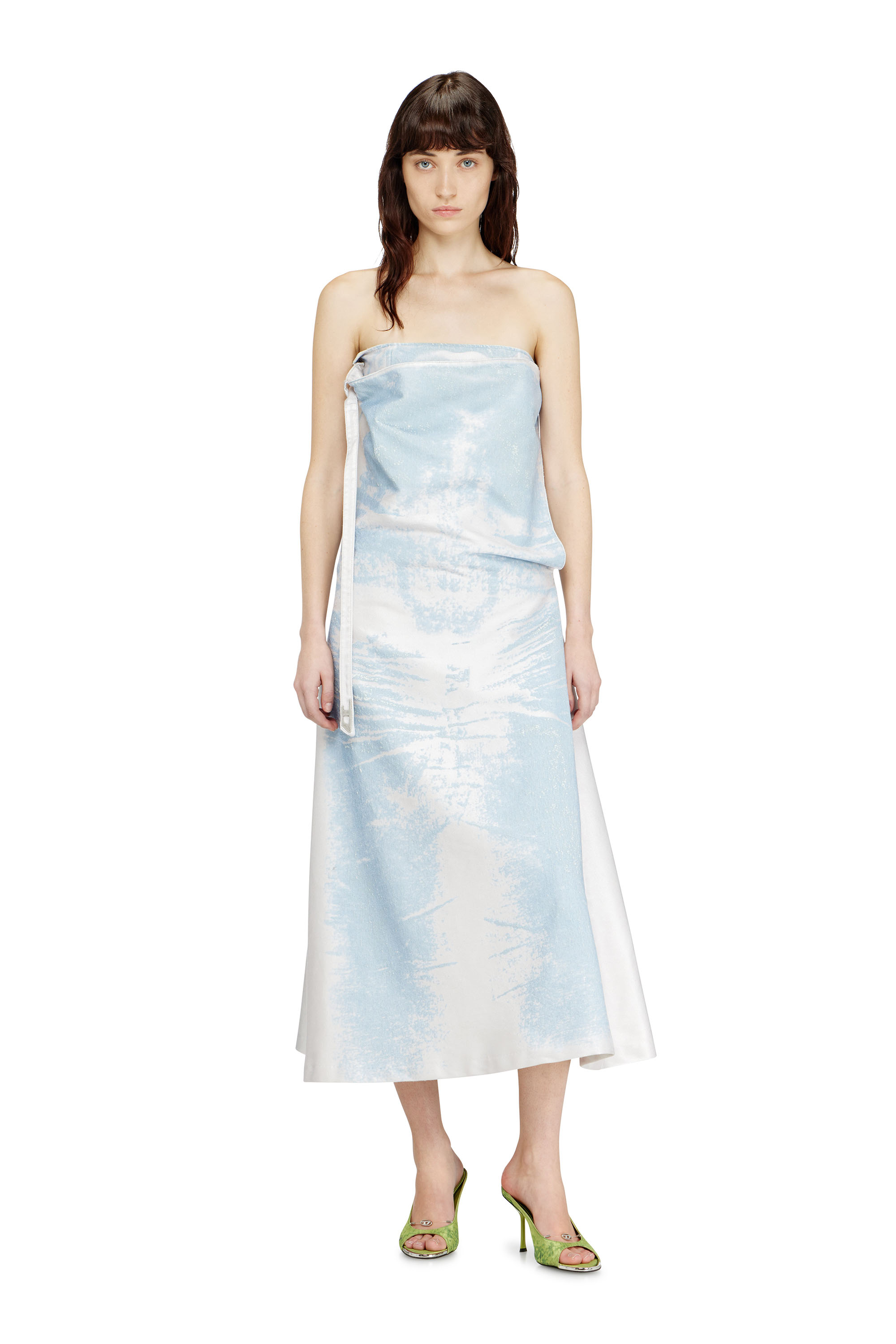 Diesel - DE-ERONIX-FSI, Woman's Long dress in coloured satin denim in Light Blue - 2