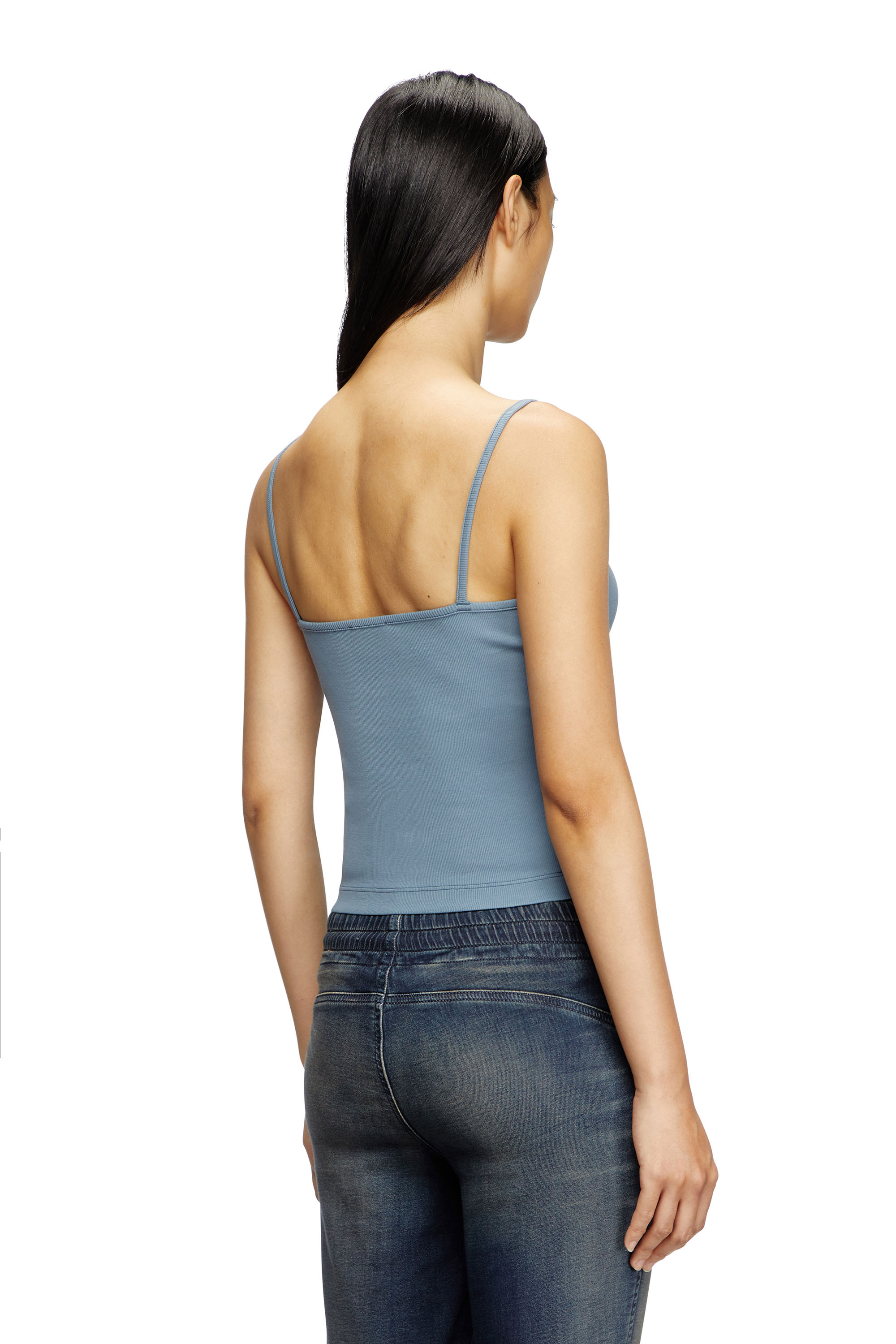 Diesel - T-HOP-D, Woman's Cami top with embroidered D patch in Light Blue - 4