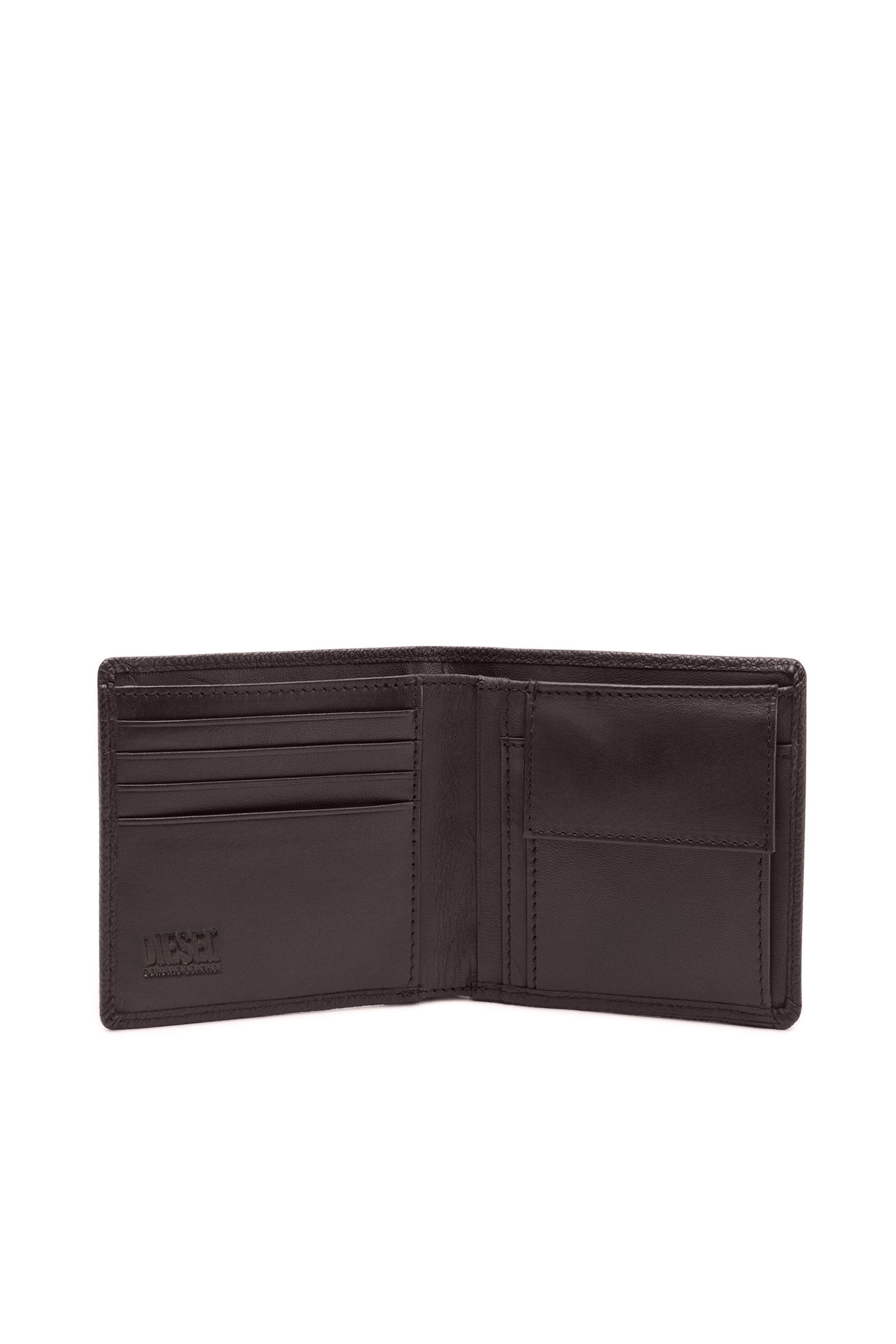 Diesel - BI FOLD COIN S, Man's Bi-fold wallet in grainy leather in Dark Brown - 3