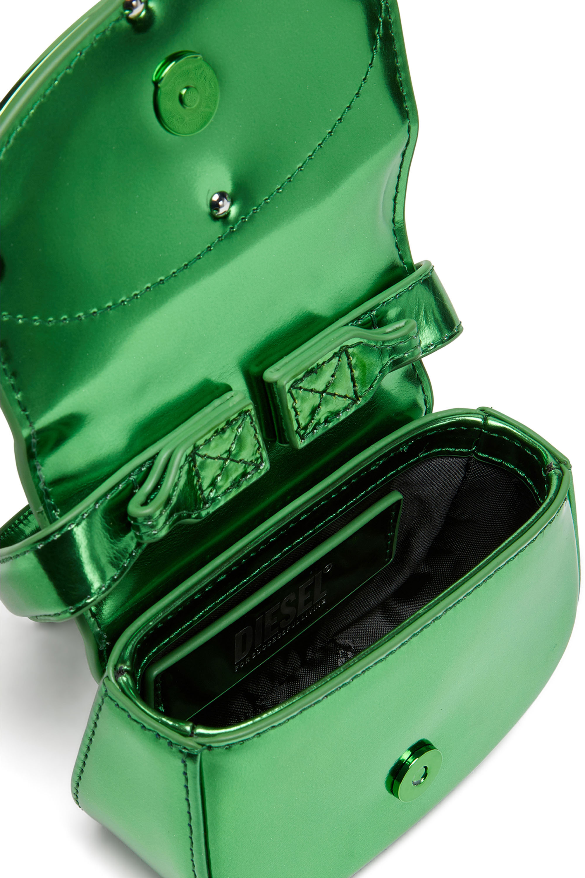 Diesel - 1DR-XS-S, Woman's 1DR-XS-S-Iconic mini bag in mirrored leather in Green - 4