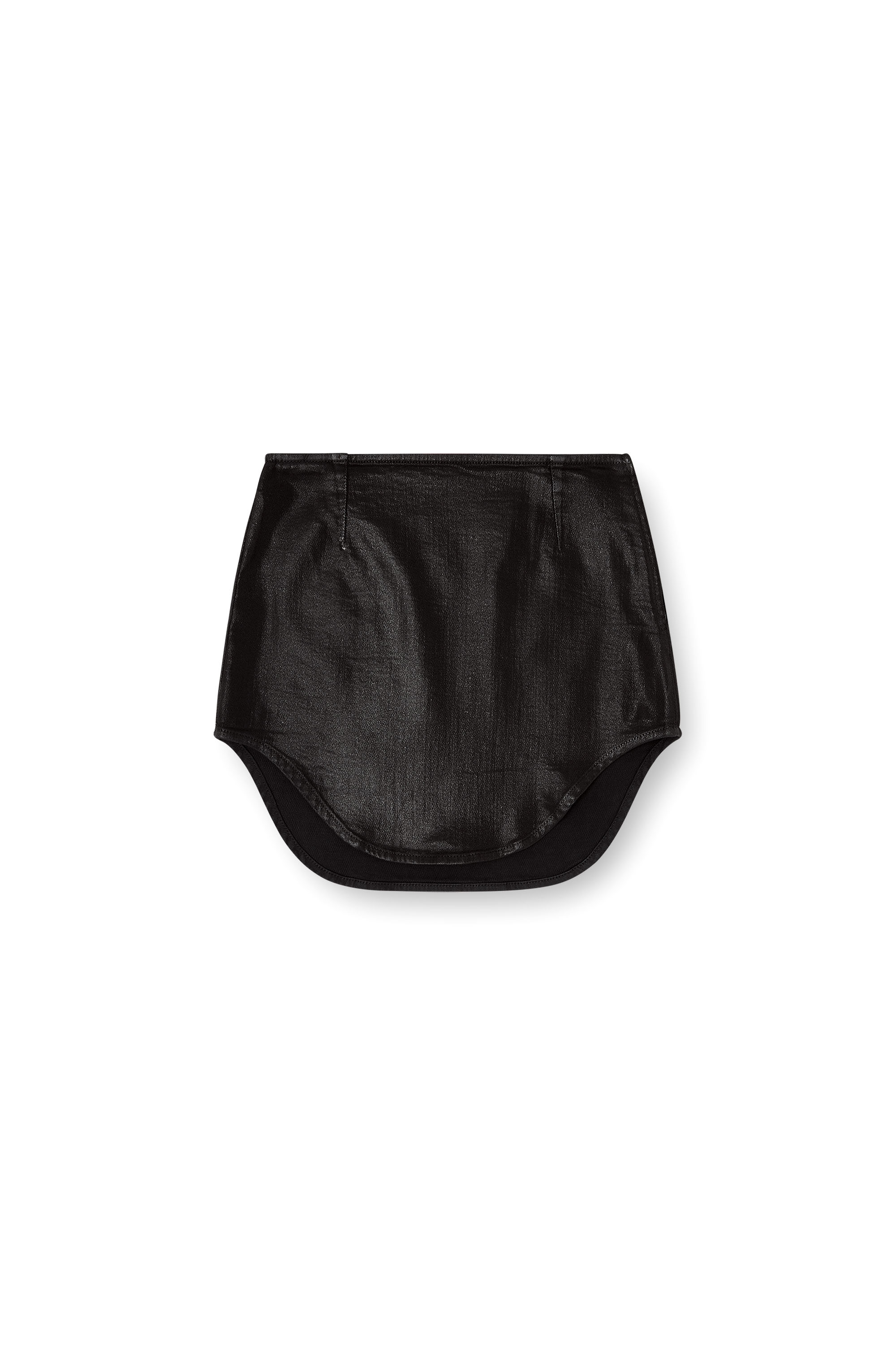 Diesel - DE-VANY JOGG, Woman's Mini skirt in shiny coated JoggJeans in Black/Dark grey - 3