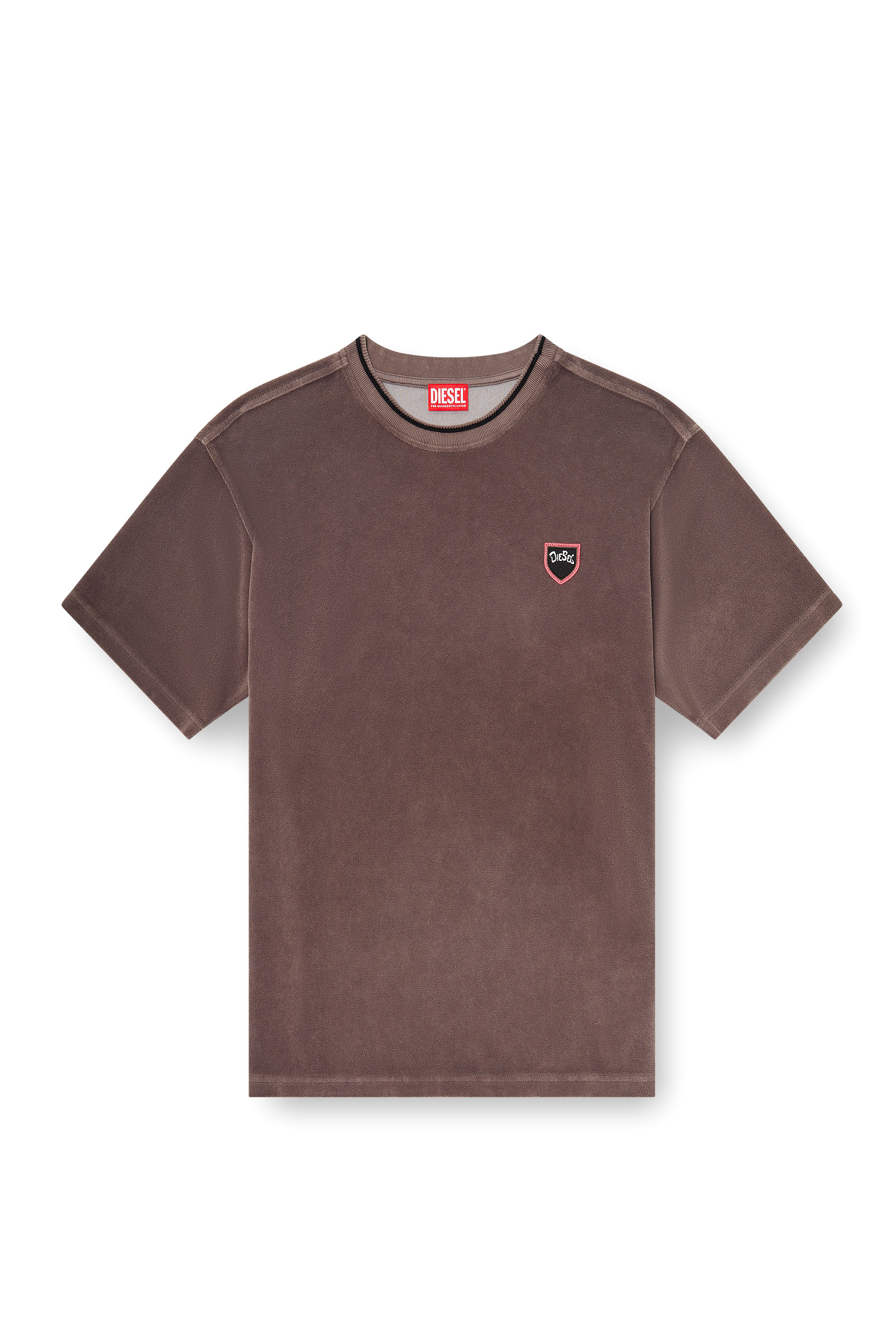 Diesel - T-SPONGY, Man's Chenille T-shirt with shield patch in null - 2