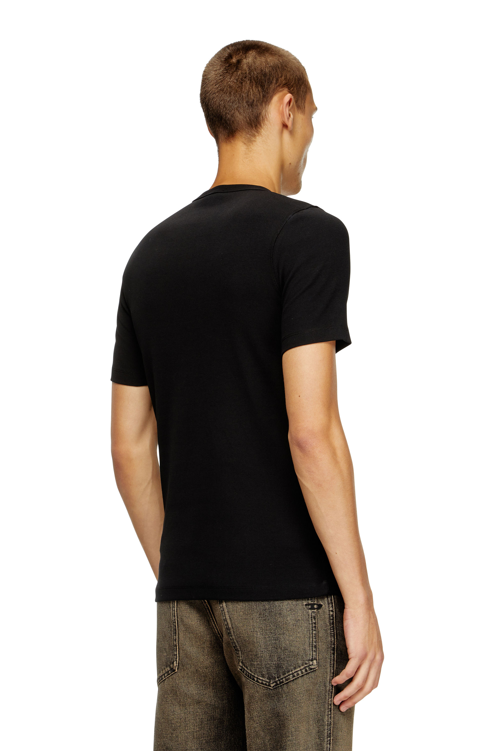 Diesel - D-RIBBER-N, Man's T-shirt with D patch in Black - 4