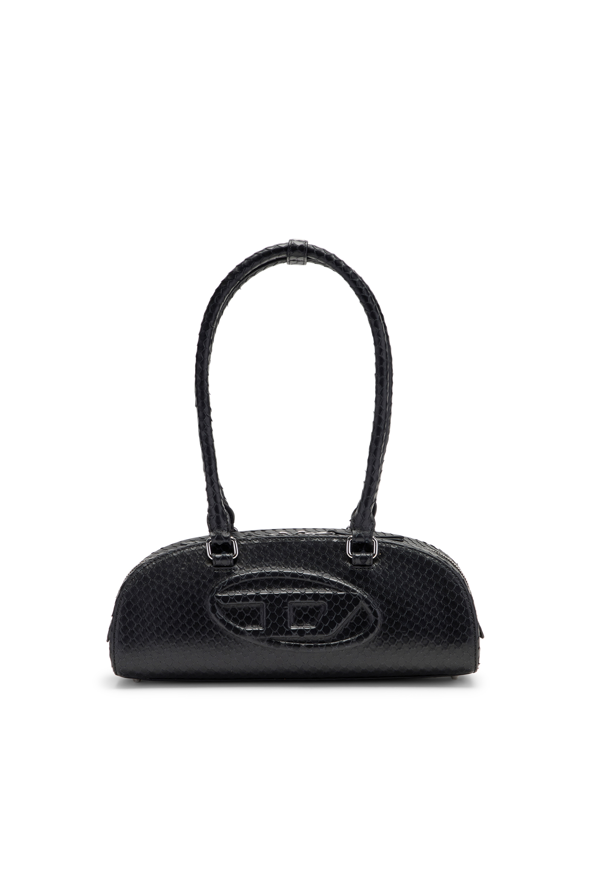 Diesel - 1DR DOME SHOULDER EW, Woman's 1DR Dome-Elongated bowling bag in textured leather in Black - 1