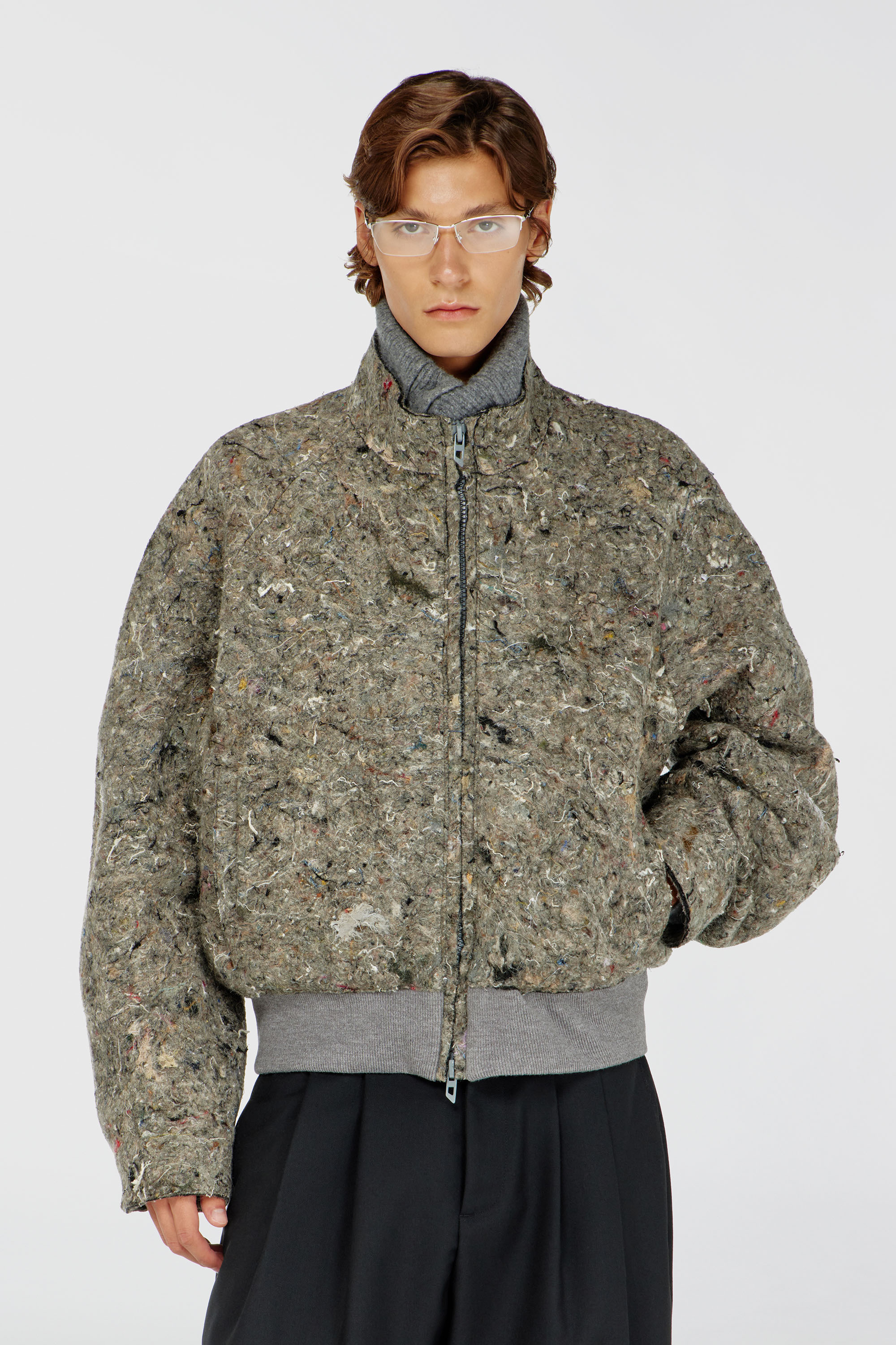 Diesel - J-DISTEM, Man's Upcycled felted jacket in Grey - 2