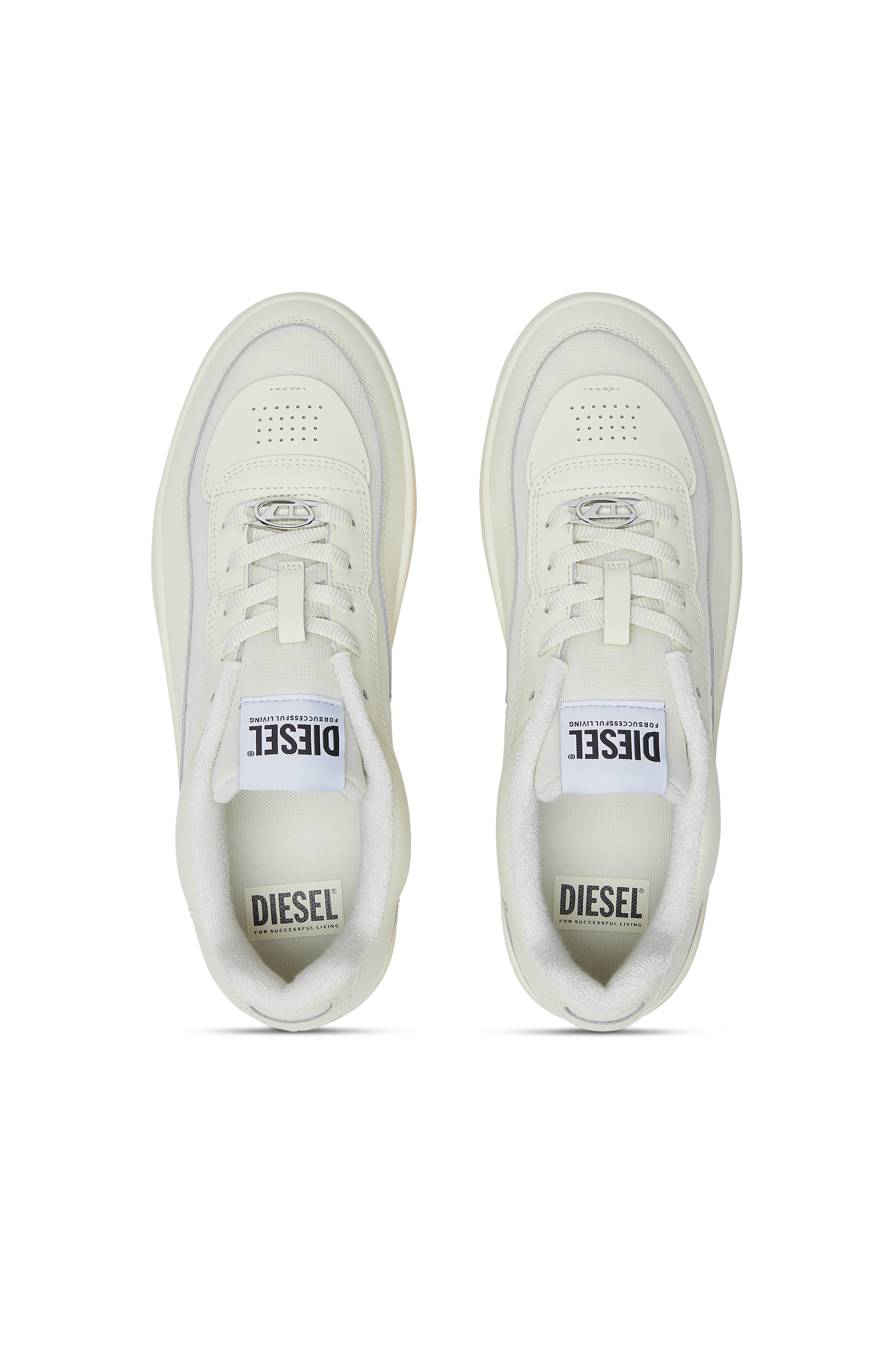 S-OVAL SKATE LOW, Beige Diesel - S-OVAL SKATE LOW, Man's S-Oval Skate-Fabric-panelled leather sneakers in Beige - 4