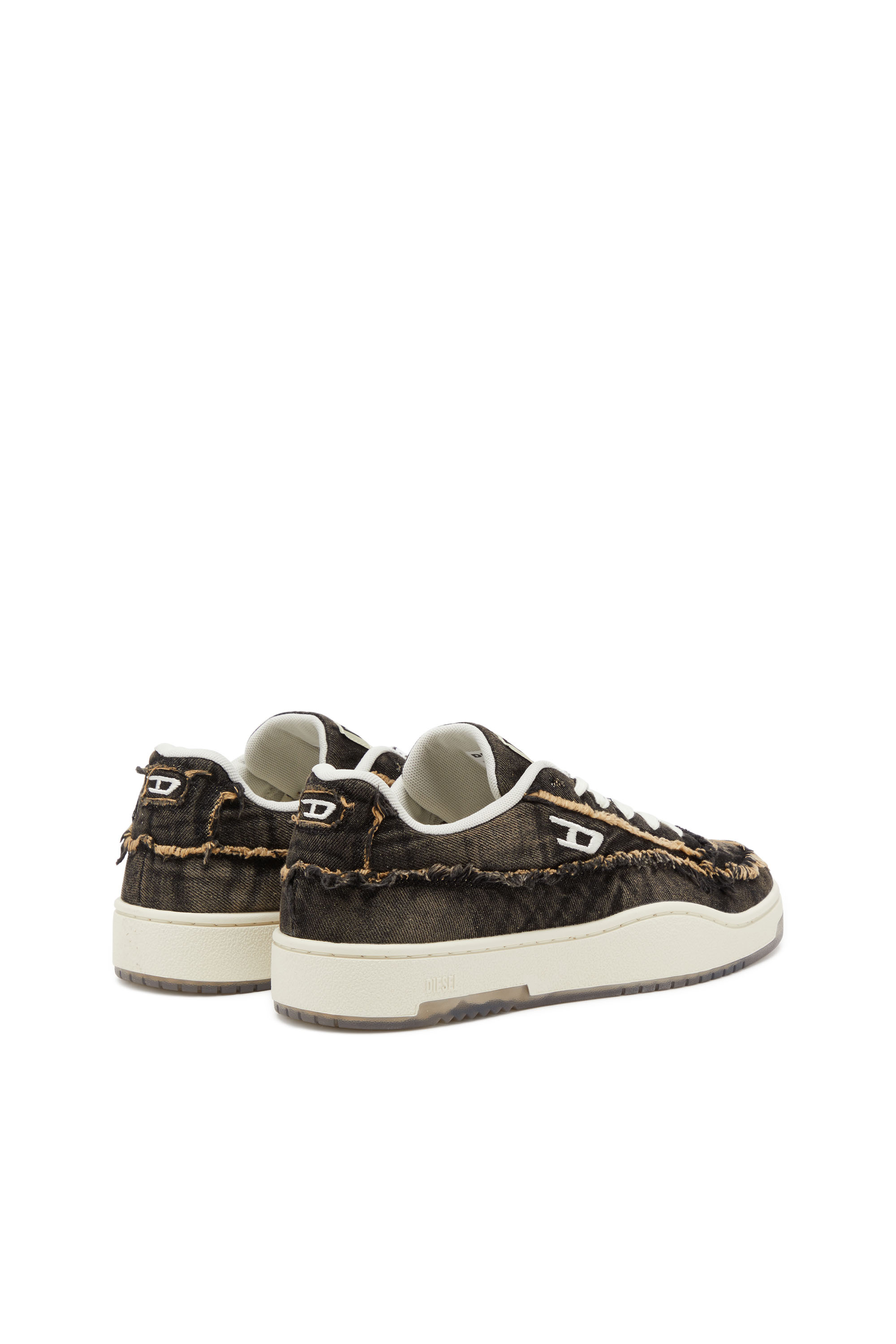 S-TRACKER-D LOW, Black Diesel - S-TRACKER-D LOW, Man's S-Tracker-D-Frayed denim sneakers with transparent sole in Black - 3
