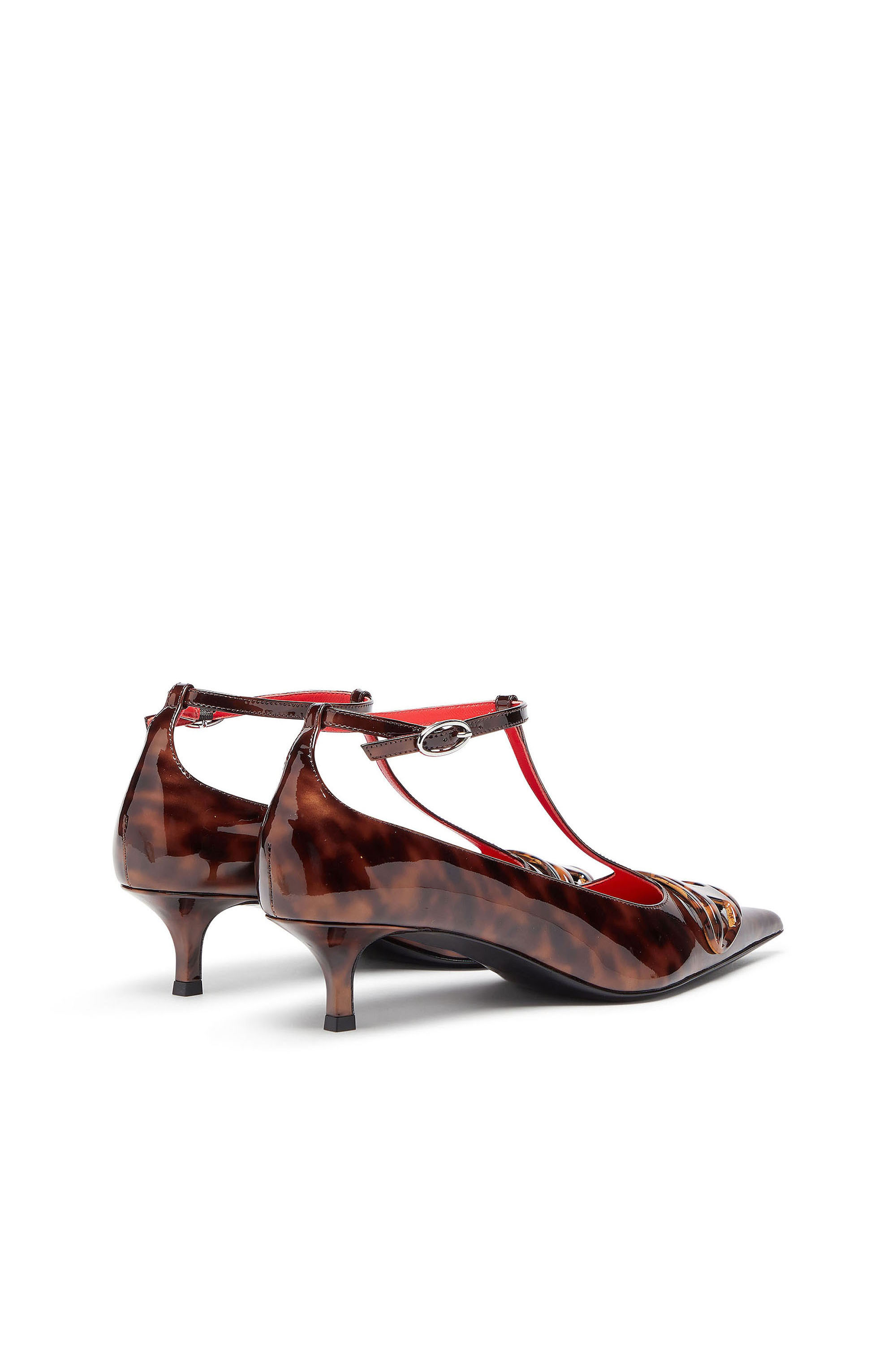 Diesel - D-VENUS KITTIE T-BAR, Woman's D-Venus - Patent leopard T-bar pumps in Brown - 3