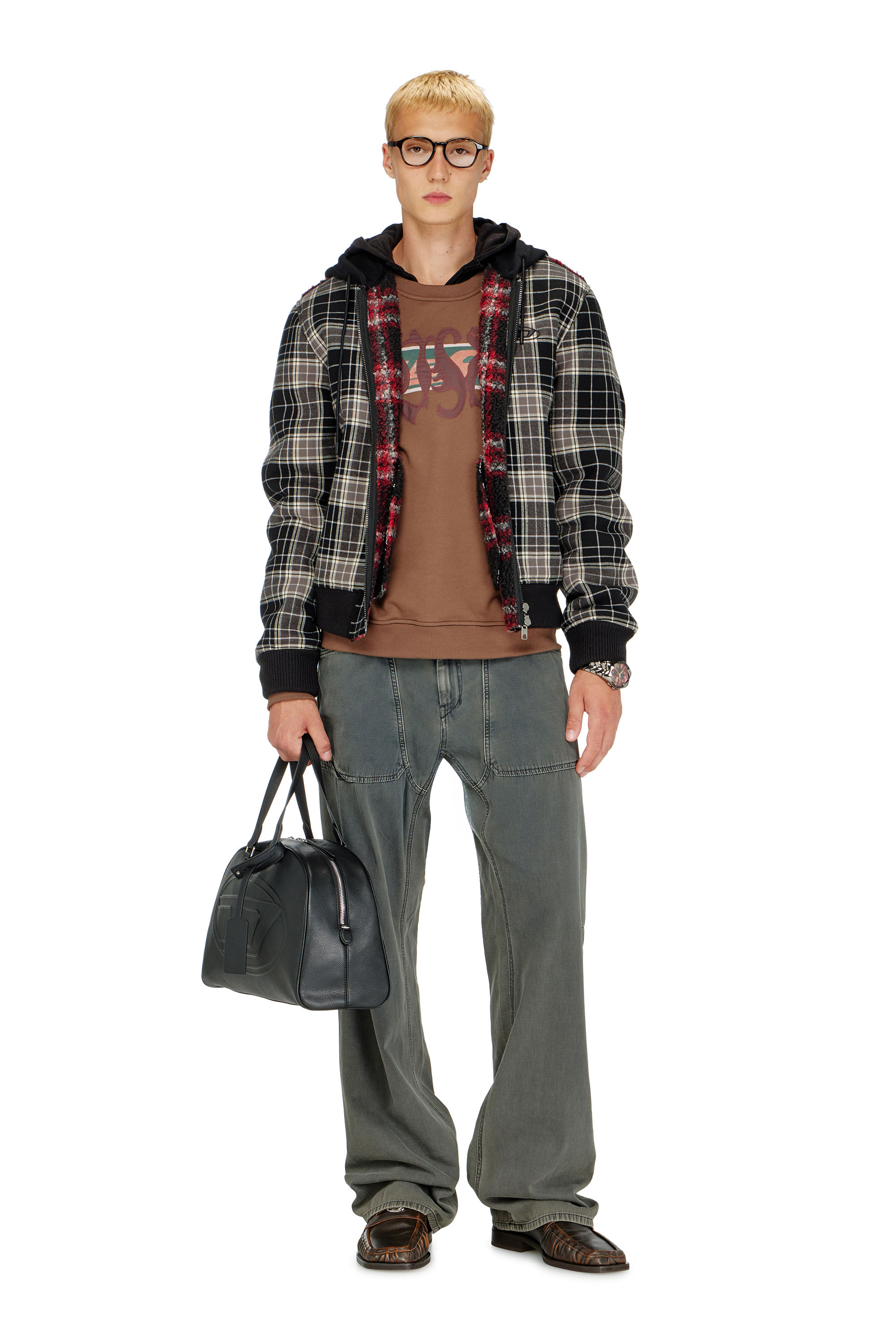 Diesel - S-NORM-AA6, Man's Sweatshirt with graphic prints and patches in Brown - 2